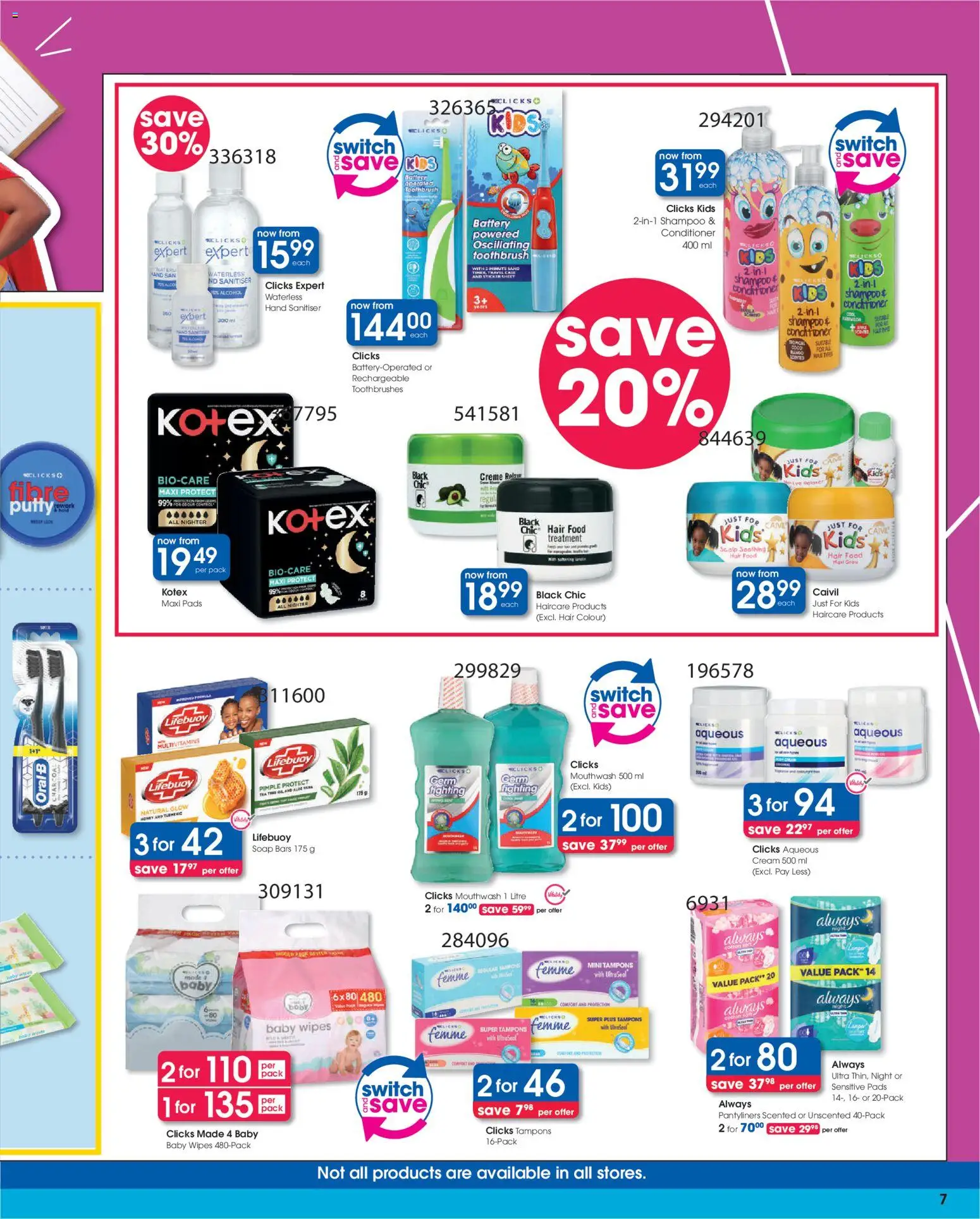 New Clicks catalogue – valid from 30.12.2025 | Page: 7 | Products: Battery, Pads, Hair colour, Mouthwash