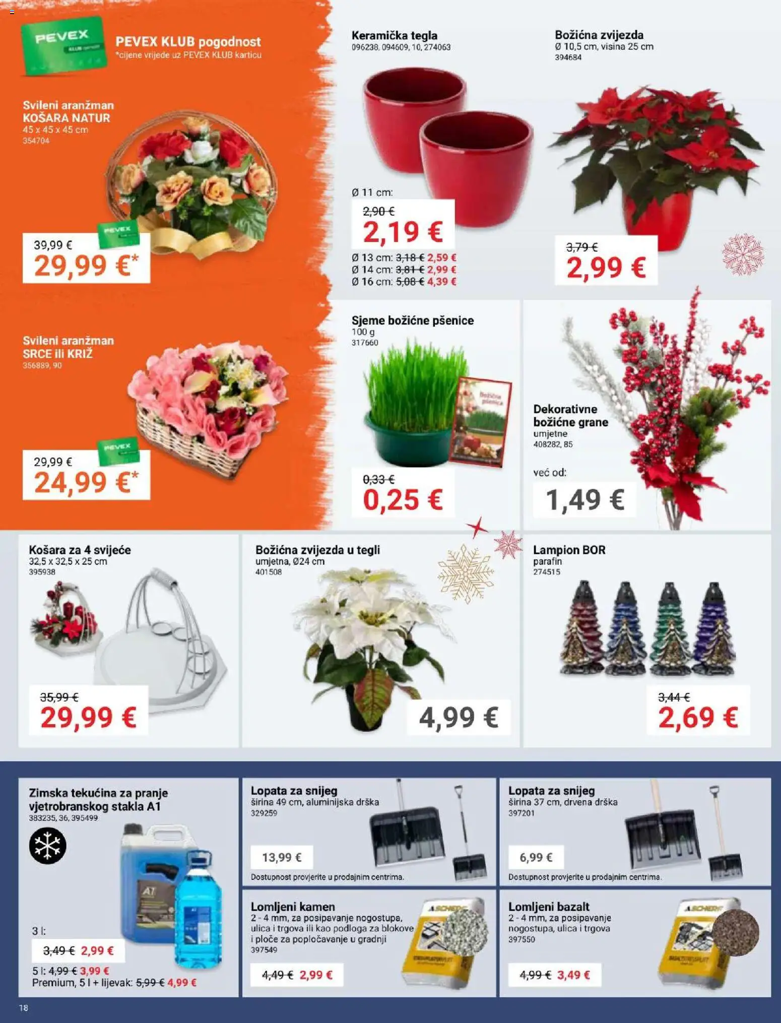 Pevex katalog | vrijedi od 27.11.2025 | Stranica: 18 | Proizvodi: Košara, Lampion, Lopata za snijeg