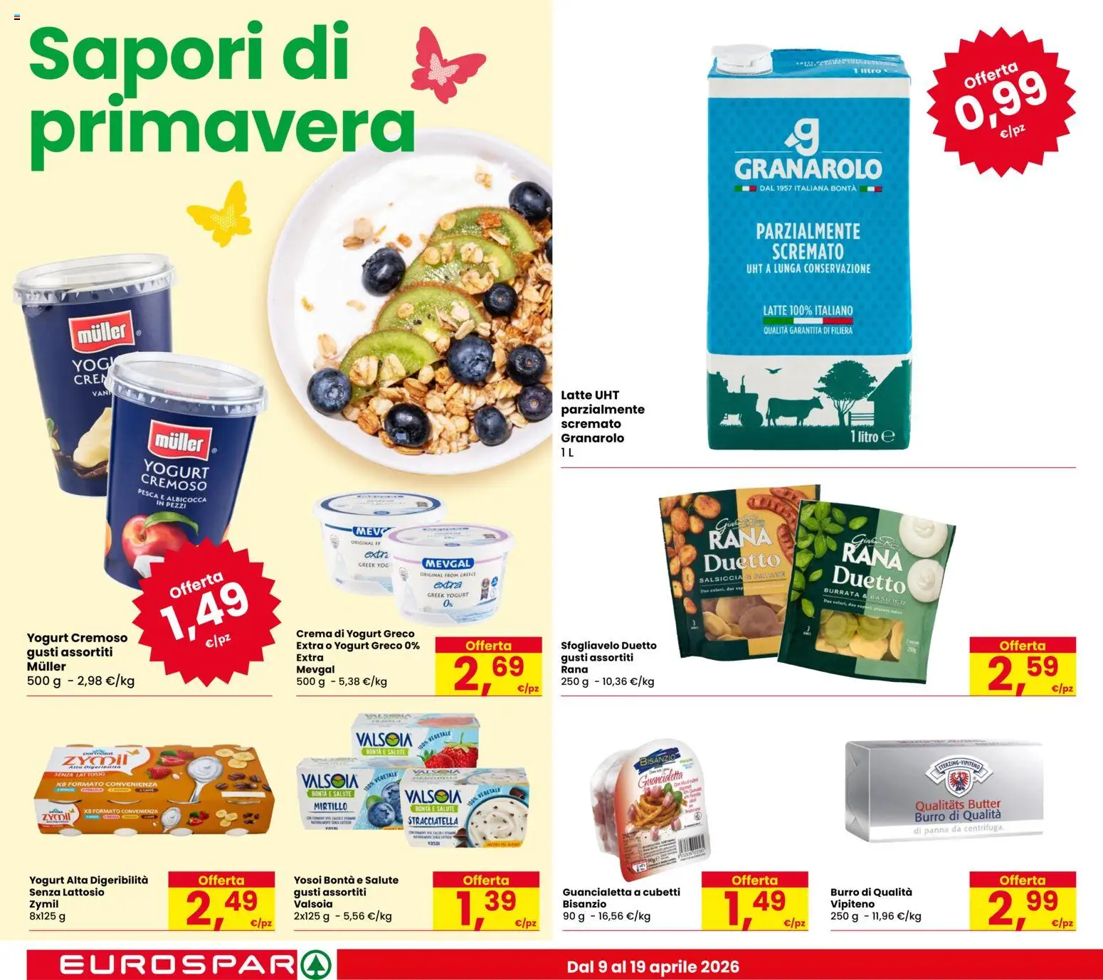 Volantino Eurospar del 09.04.2026 | Pagina: 8 | Prodotti: Crema, Latte, Burro, Burrata