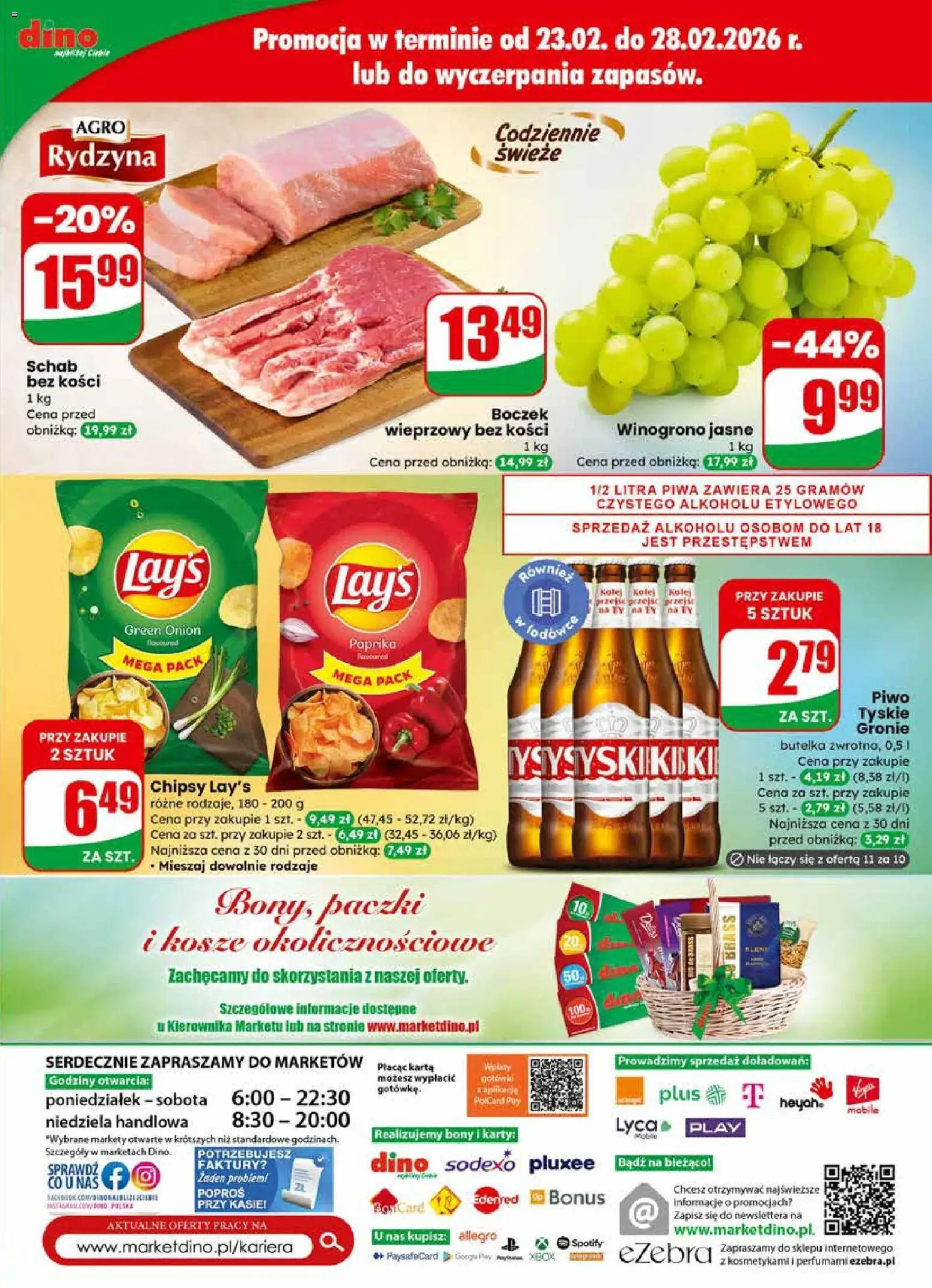 Dino Gazetka od 25.02.2026 | Strona: 75 | Produkty: Chipsy, Winogrono, Pączki, Boczek