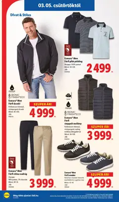 Esmara Men Férfi chino nadrág, Anyaga: 98% pamut, 2% elasztán Méret: M-XL /db - amely érvényes a következő dátumtól: 05.03.2026 | Oldal: 34 | Termékek: Pólóing, Mellény, Dzseki, Nadrág