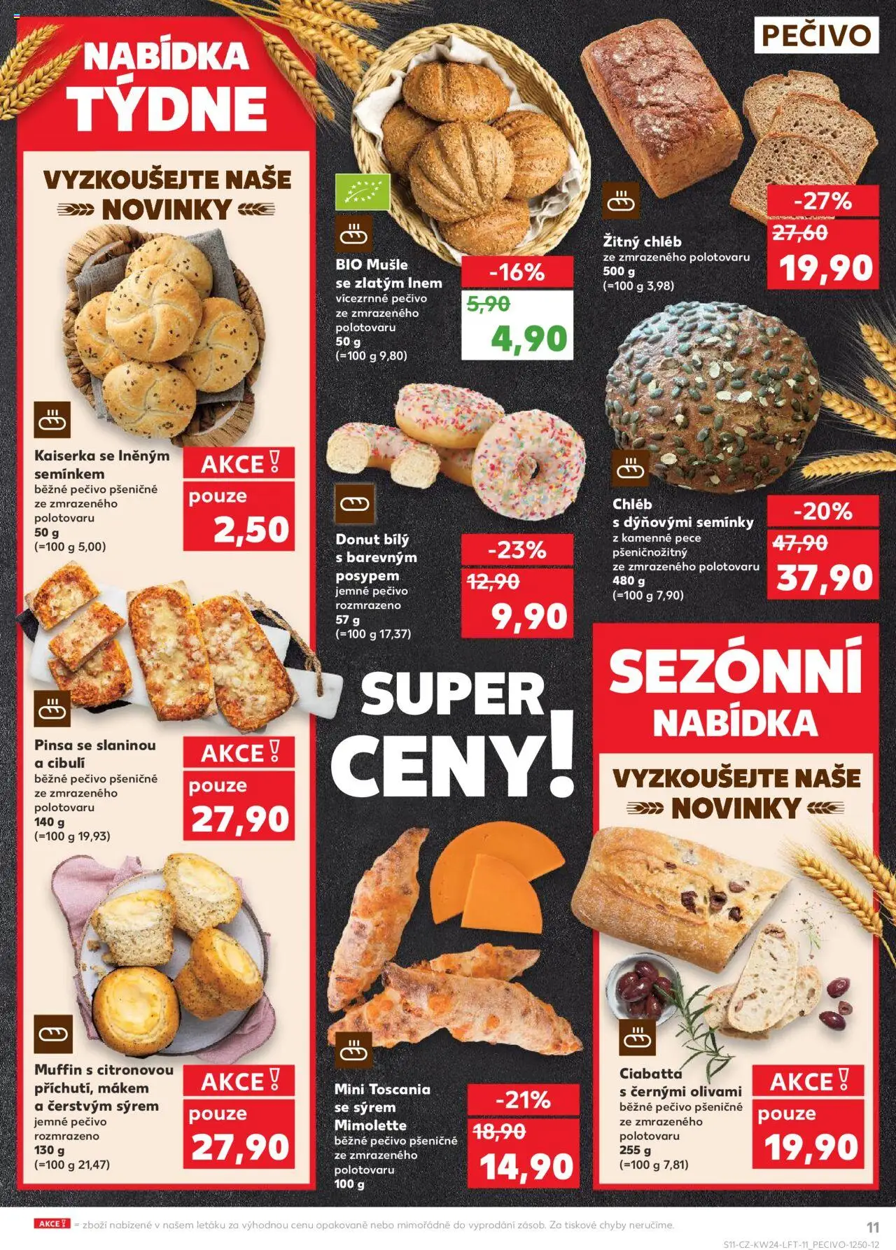 Kaufland leták od 11.06.2025 | Strana: 11 | Produkty: Donut, Kaiserka, Žitný chléb, Pečivo
