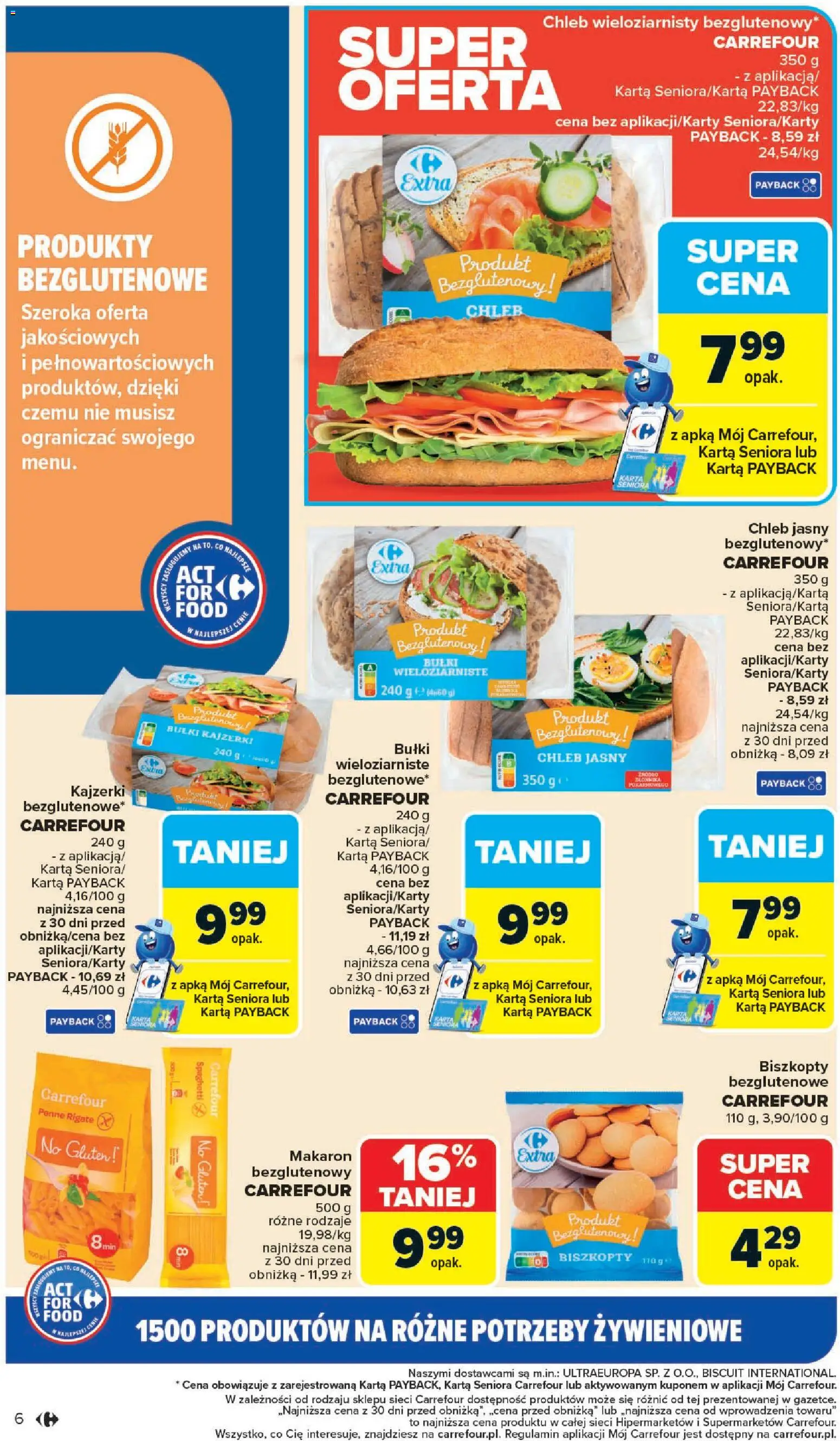 Carrefour Gazetka - Act for food od 03.11.2025 | Strona: 6 | Produkty: Karta, Chleb, Makaron, Chleb wieloziarnisty
