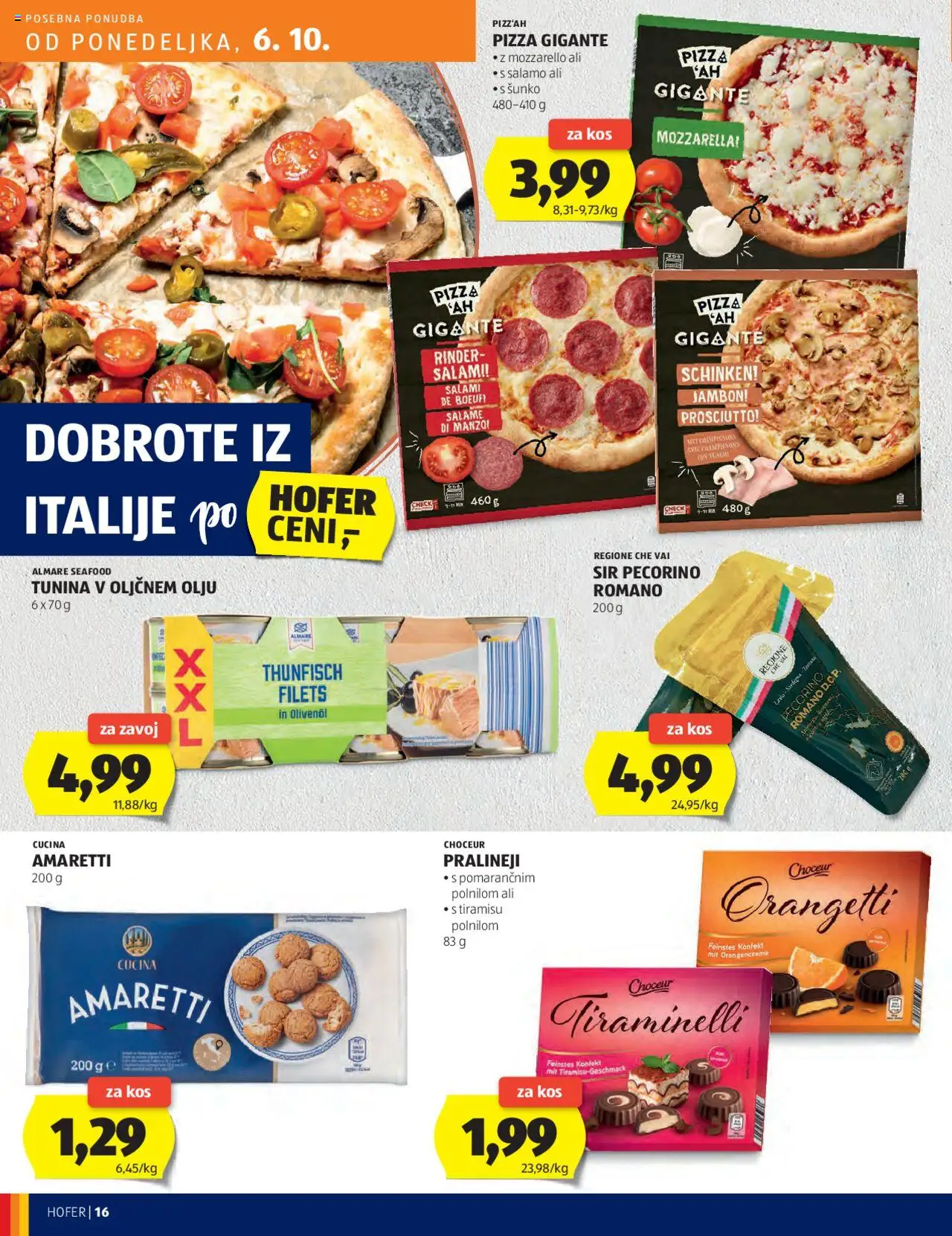 Novi Hofer katalog ponudbe – veljaven od 02.10.2025 | Stran: 16 | Izdelki: Tuna, Kos, Sir