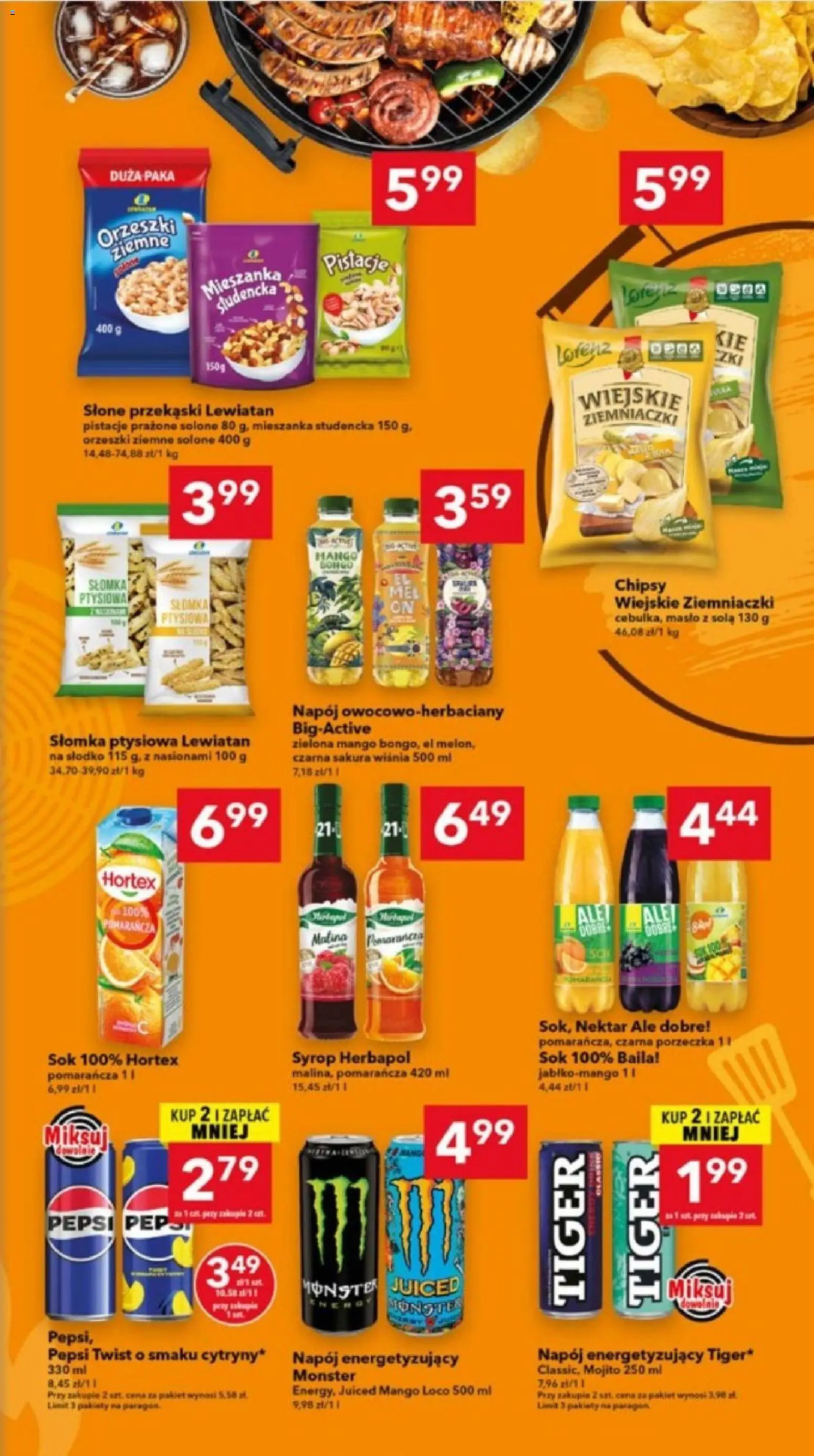 Lewiatan gazetka - Lublin od 23.04.2026 | Strona: 5 | Produkty: Pepsi, Słomka ptysiowa, Porzeczka, Orzeszki ziemne