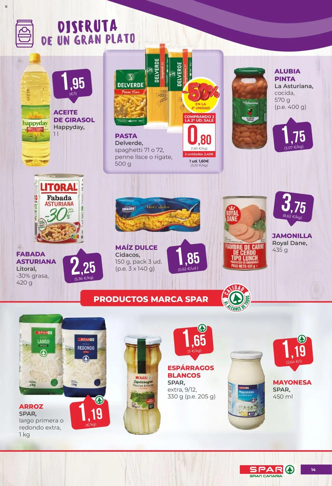Spar folleto │ válido desde el 27.06.2025 | Página: 14 | Productos: Aceite, Arroz, Pasta, Οθόνη προβολής