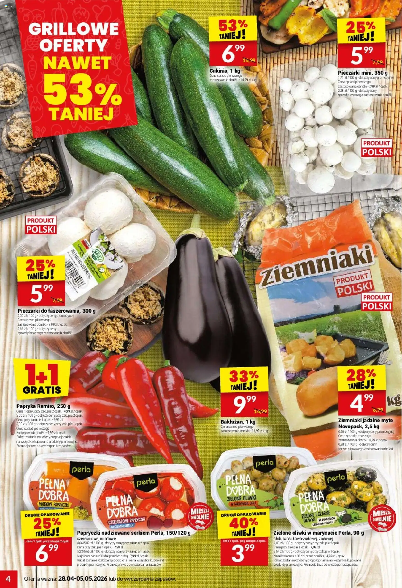 Twój Market gazetka od 28.04.2026 | Strona: 4 | Produkty: Pieczarki, Papryka, Ziemniaki