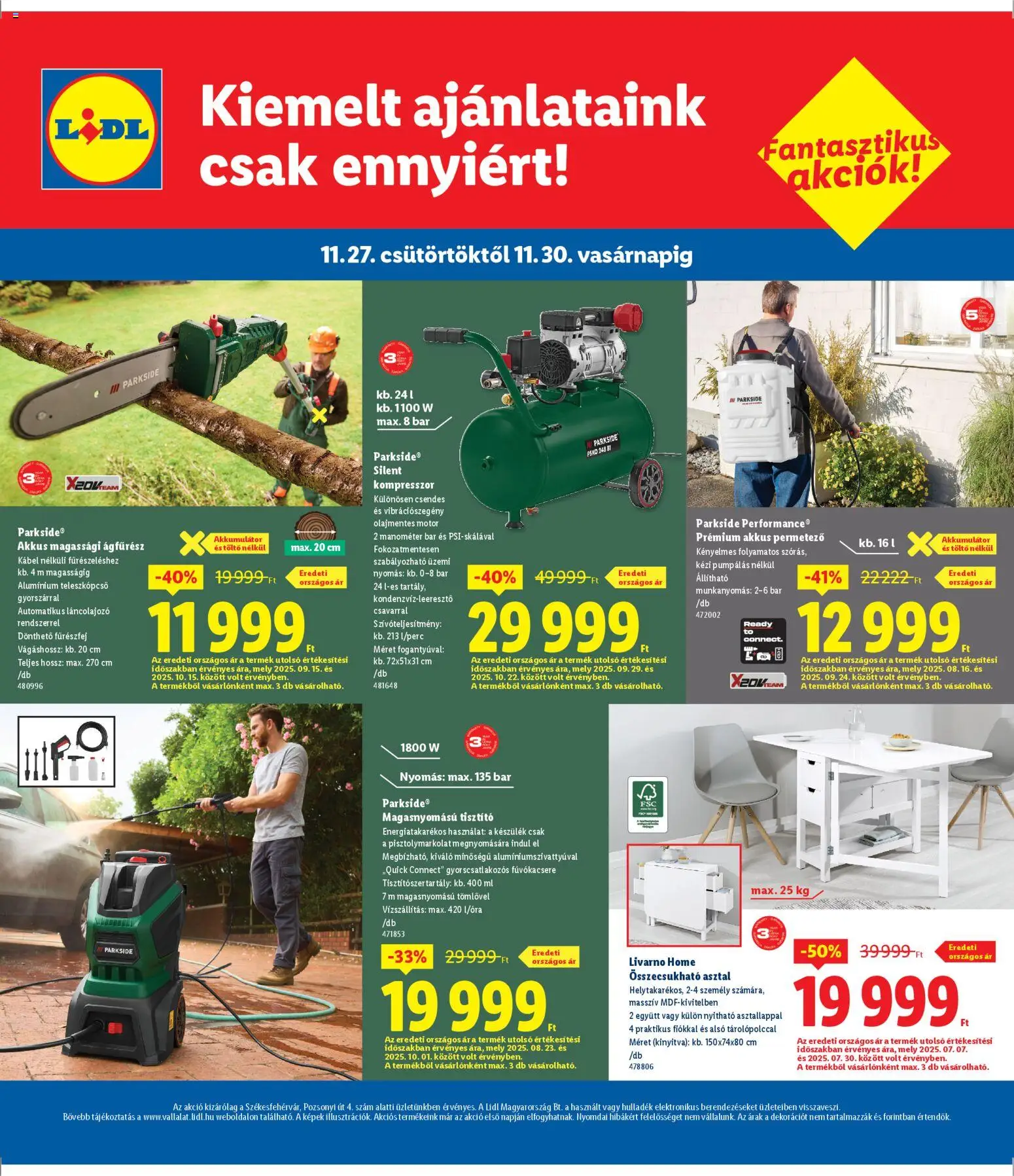 Lidl akciós ujság - amely érvényes a következő dátumtól: 27.11.2025 | Oldal: 4 | Termékek: Permetező, Kompresszor, Asztal, Akkumulátor