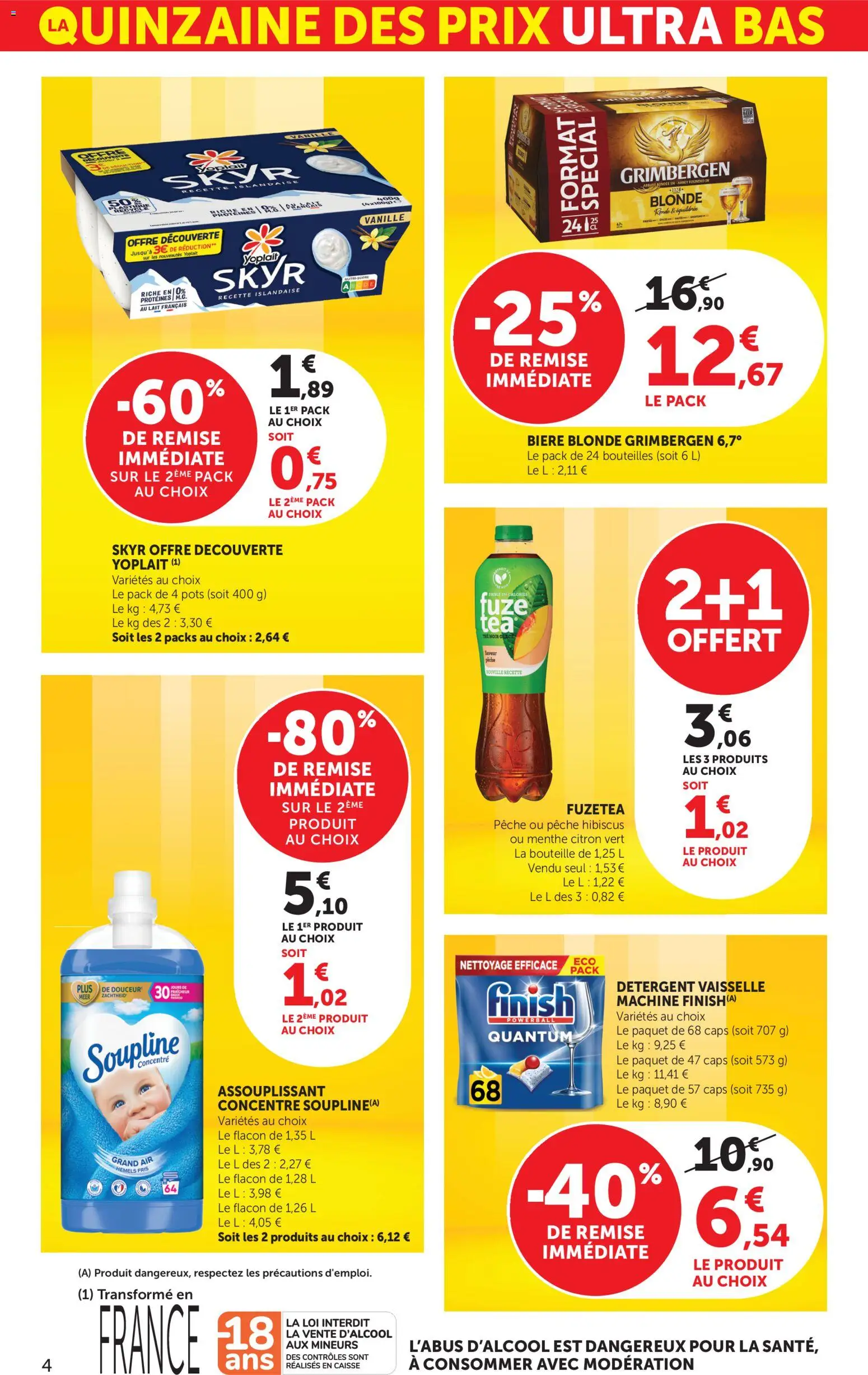 {H1} | Page: 4 | Produits: Menthe, Bière blonde, Soupline, Skyr