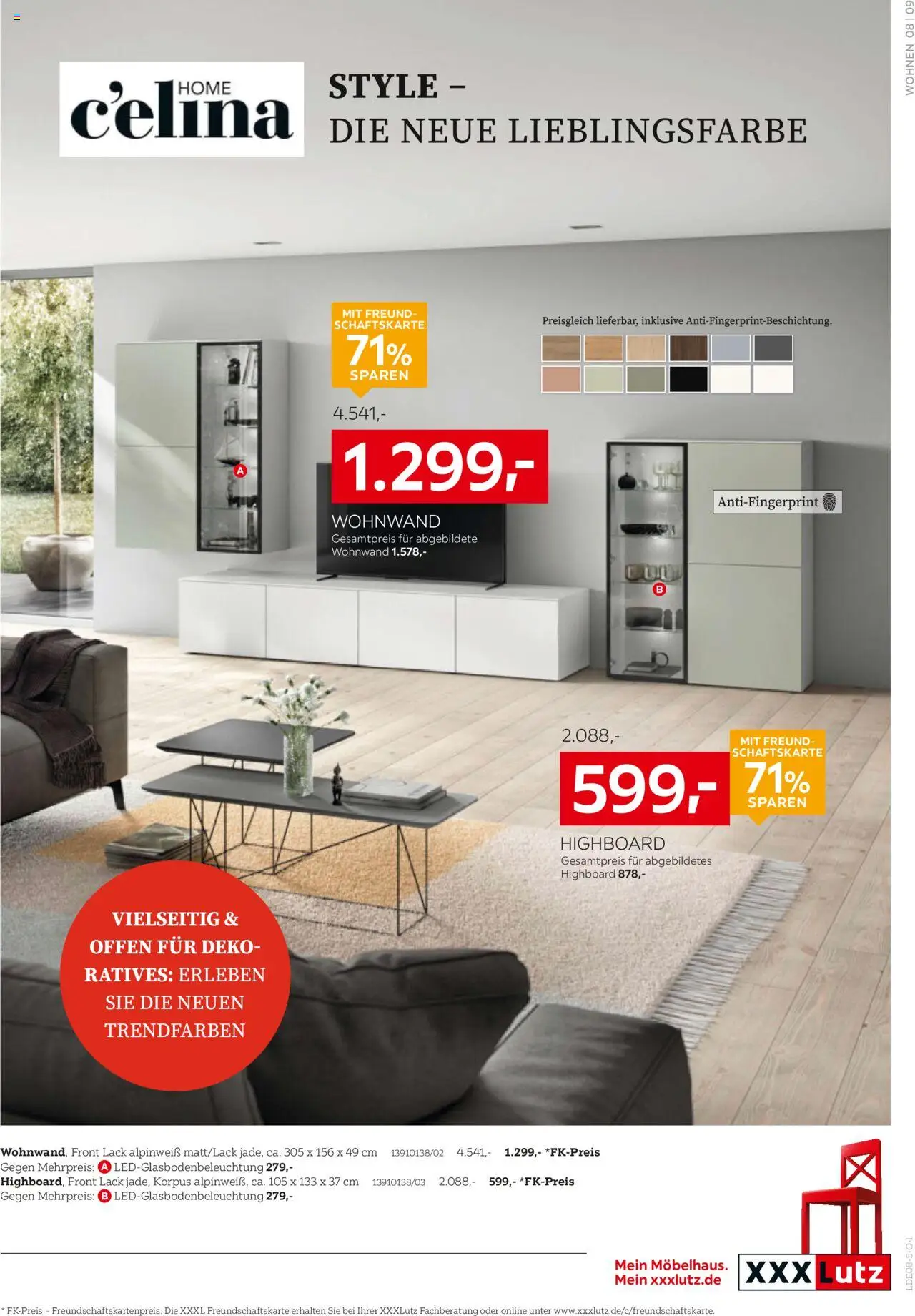 XXXL Lutz  Wohnideen - gültig ab dem 04.08.2025 | Seite: 9 | Produkte: Wohnwand, HIghboard