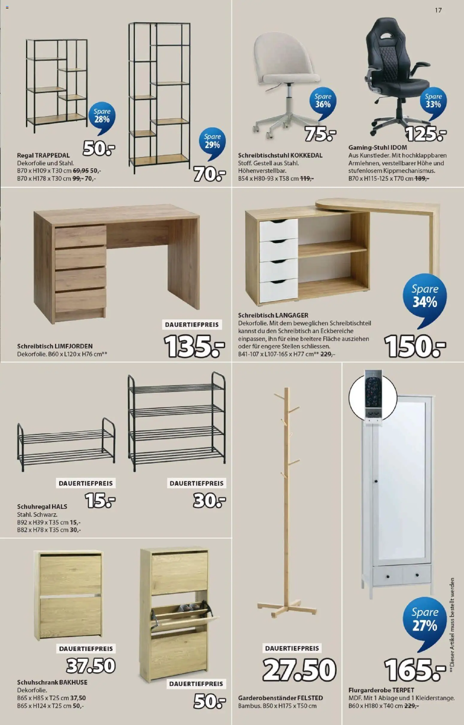 JYSK aktionen – gültig ab 28.04.2026 | Seite: 17 | Produkte: Regal, Schuhschrank, Gamingstuhl, Schuhregal