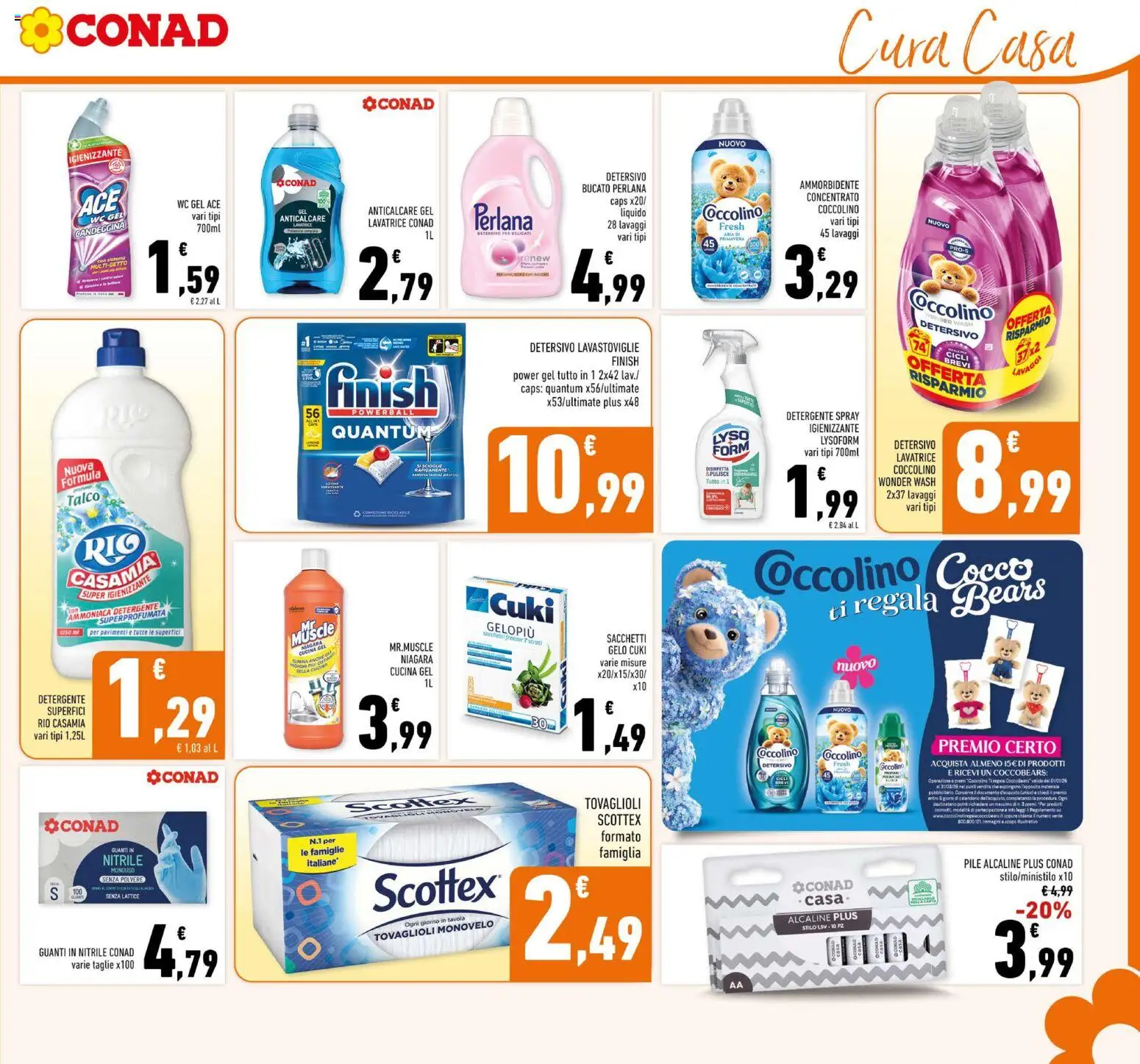 Volantino Conad del 11.02.2026 | Pagina: 19 | Prodotti: Pile, Candeggina, Freezer, Lavatrice