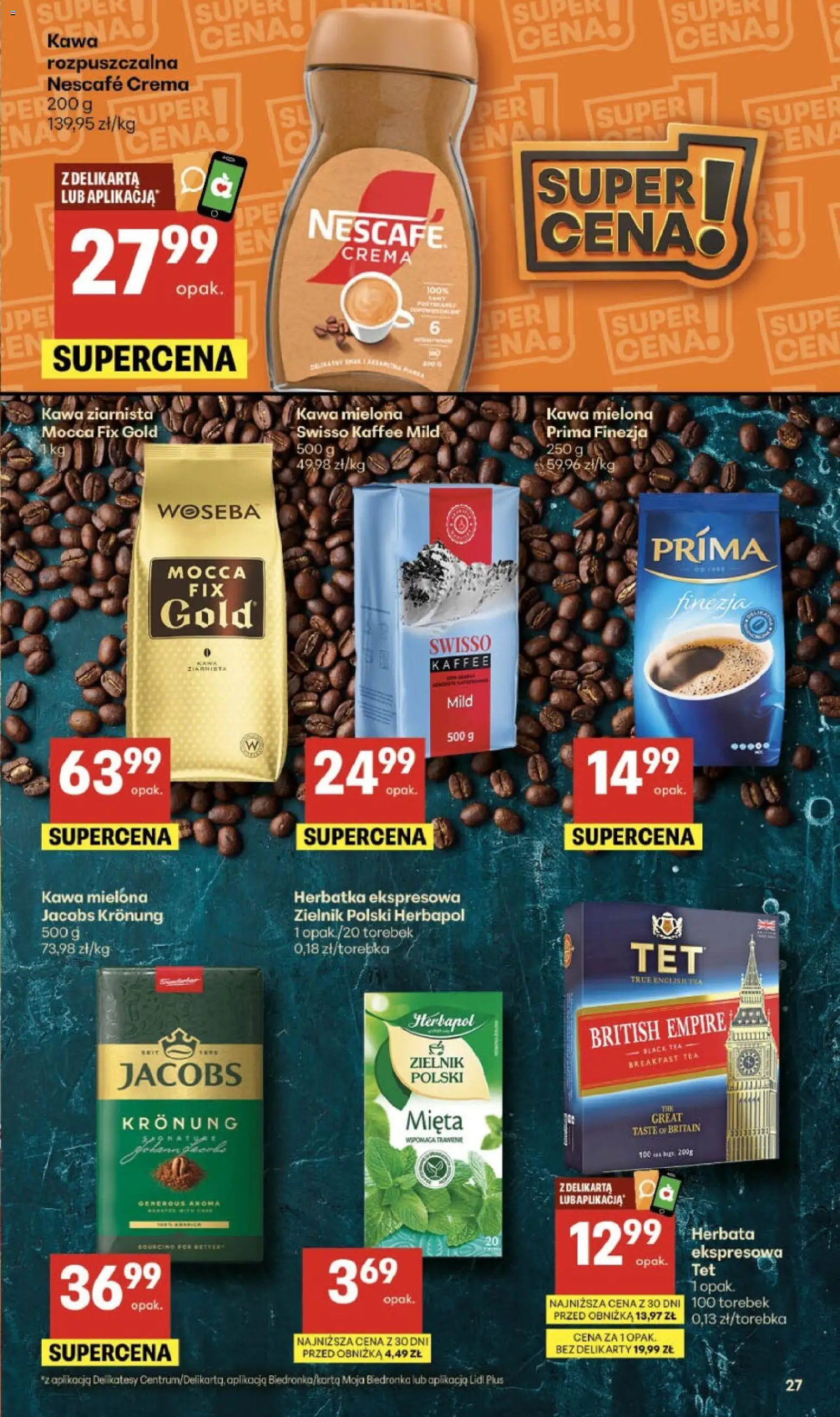 Delikatesy Centrum gazetka - Sklepy Własne od 05.03.2026 | Strona: 27 | Produkty: Kawa mielona Prima, Kawa ziarnista, Delikatesy, Kawa