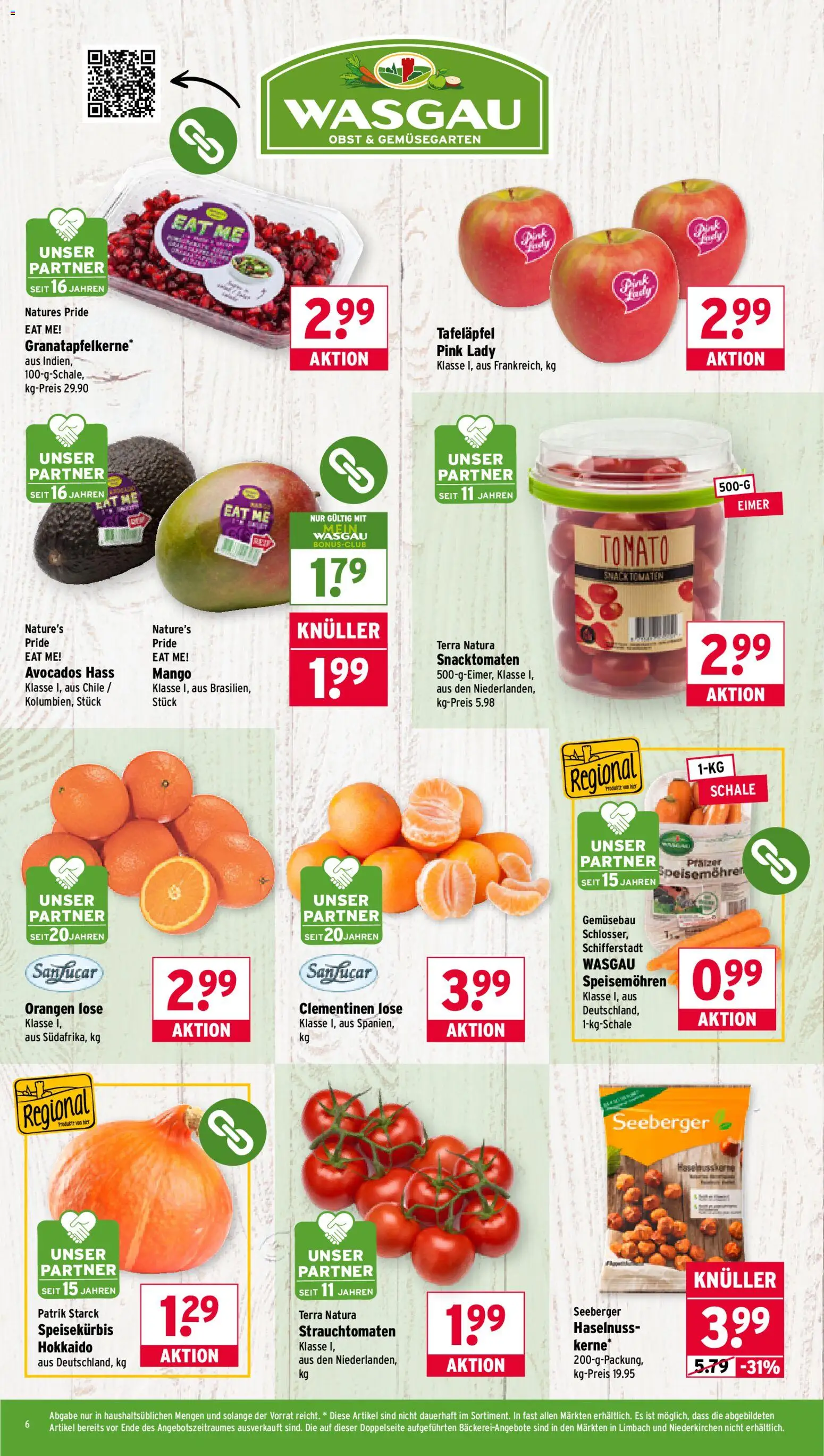 Wasgau Prospekt 	 – gültig ab 17.11.2025 | Seite: 6 | Produkte: Orangen, Tomaten, Obst, Mango