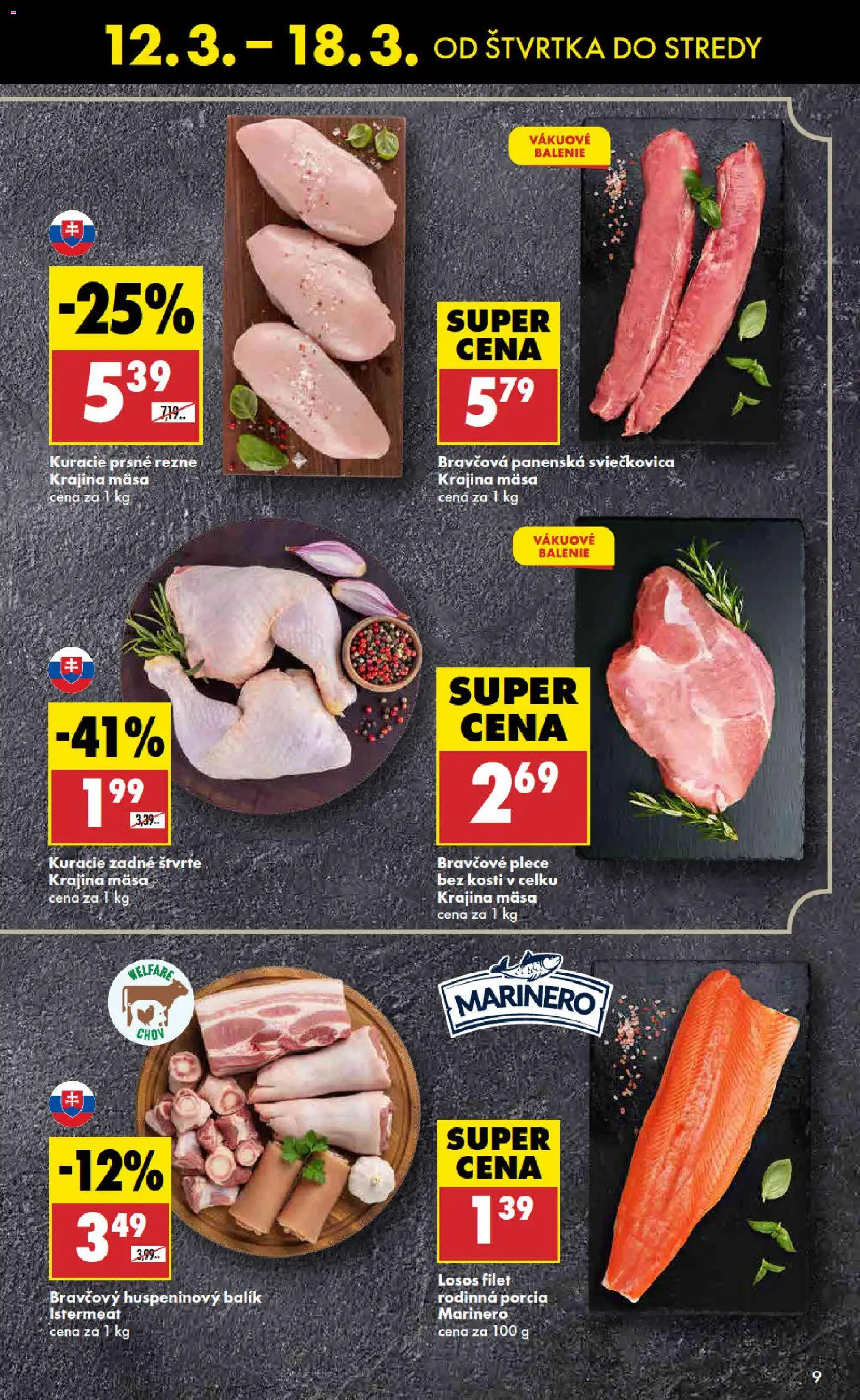 Nové Biedronka akcie – leták je platný od 12.03.2026 | Strana: 9 | Produkty: Bravčové plece, Losos