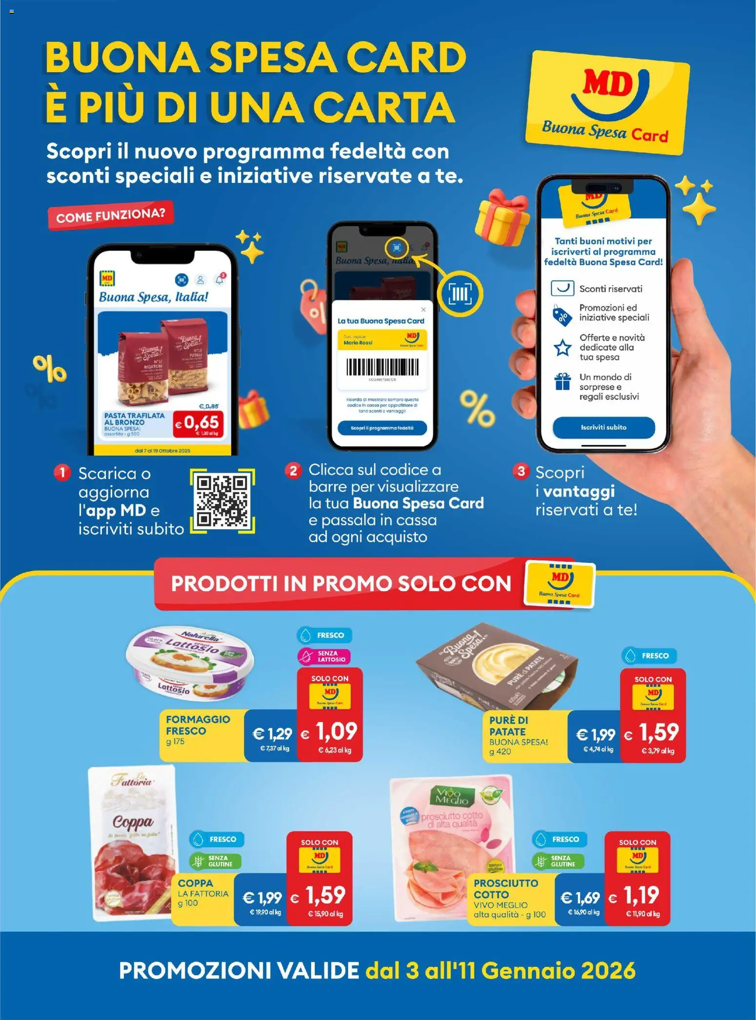 Volantino MD Discount del 03.01.2026 | Pagina: 11 | Prodotti: Tè, Formaggio, Prosciutto, Fusilli