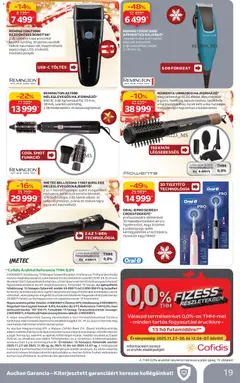 Auchan - Elektronikai ajánlataink - amely érvényes a következő dátumtól: 27.11.2025 | Oldal: 19 | Termékek: Hajformázó, Hajsütővas, Kefe, Fogkefe