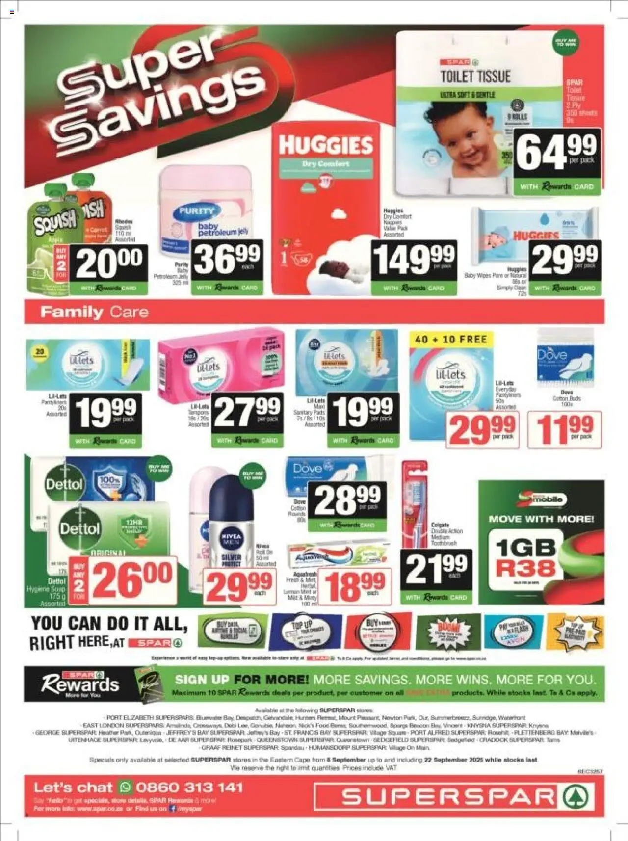 New Superspar catalogue – valid from 08.09.2025 | Page: 8 | Products: Toilet, Pads, Soap, Lemon