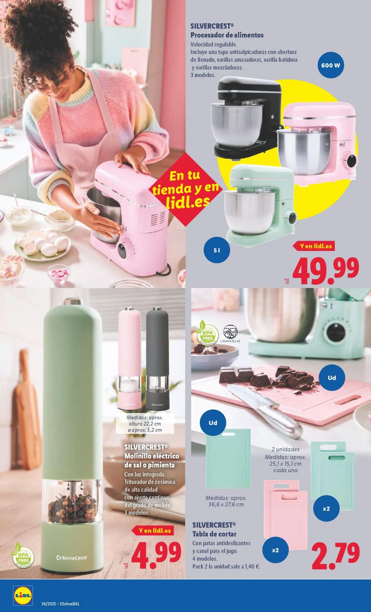 Lidl catálogo de bazar VAL │ válido desde el 18.08.2025 | Página: 6 | Productos: Tabla de cortar, Lavavajillas, Batidora, Κούβα