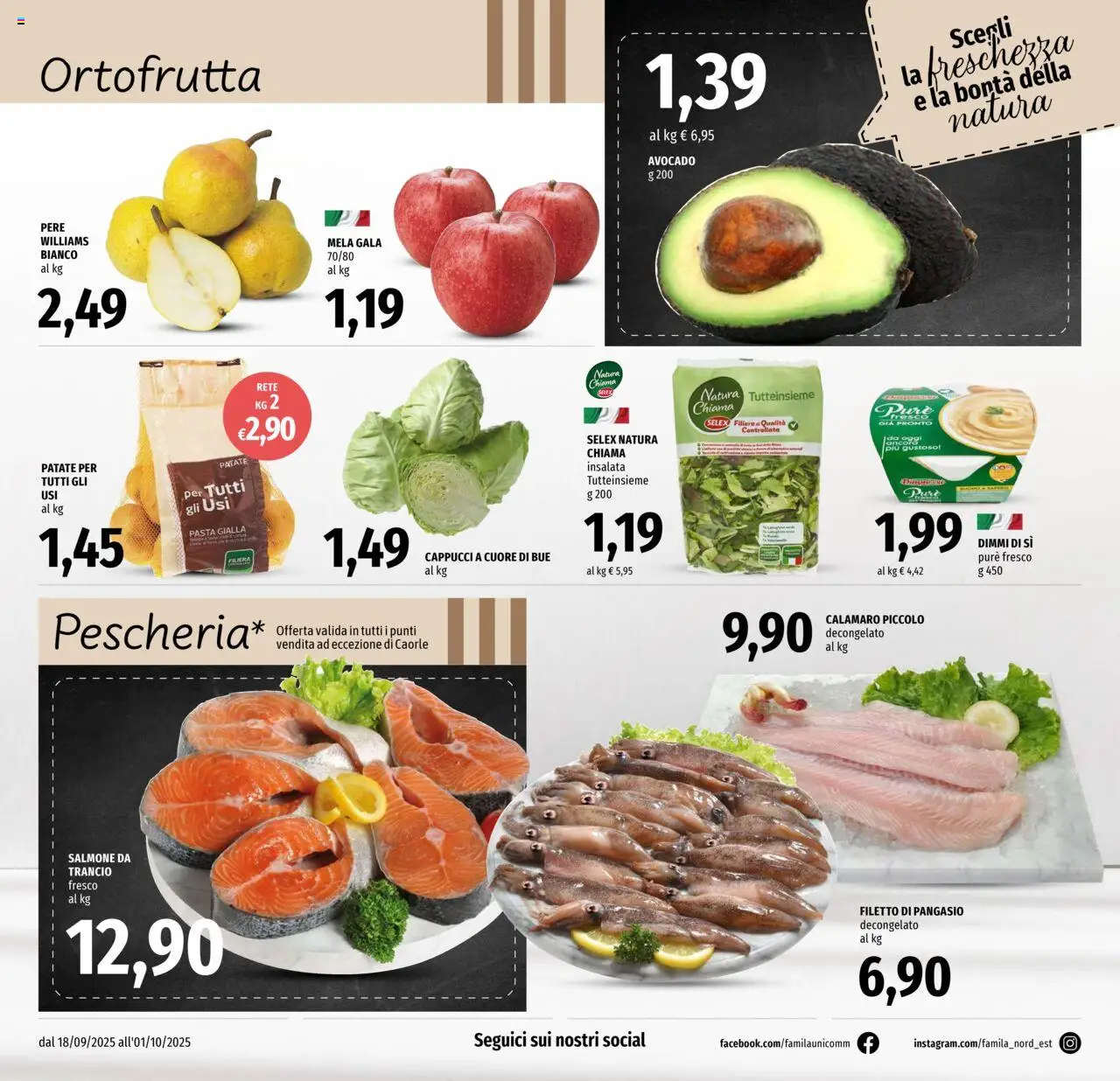 Volantino Famila del 18.09.2025 | Pagina: 2 | Prodotti: Insalata, Patate, Pasta, Pangasio