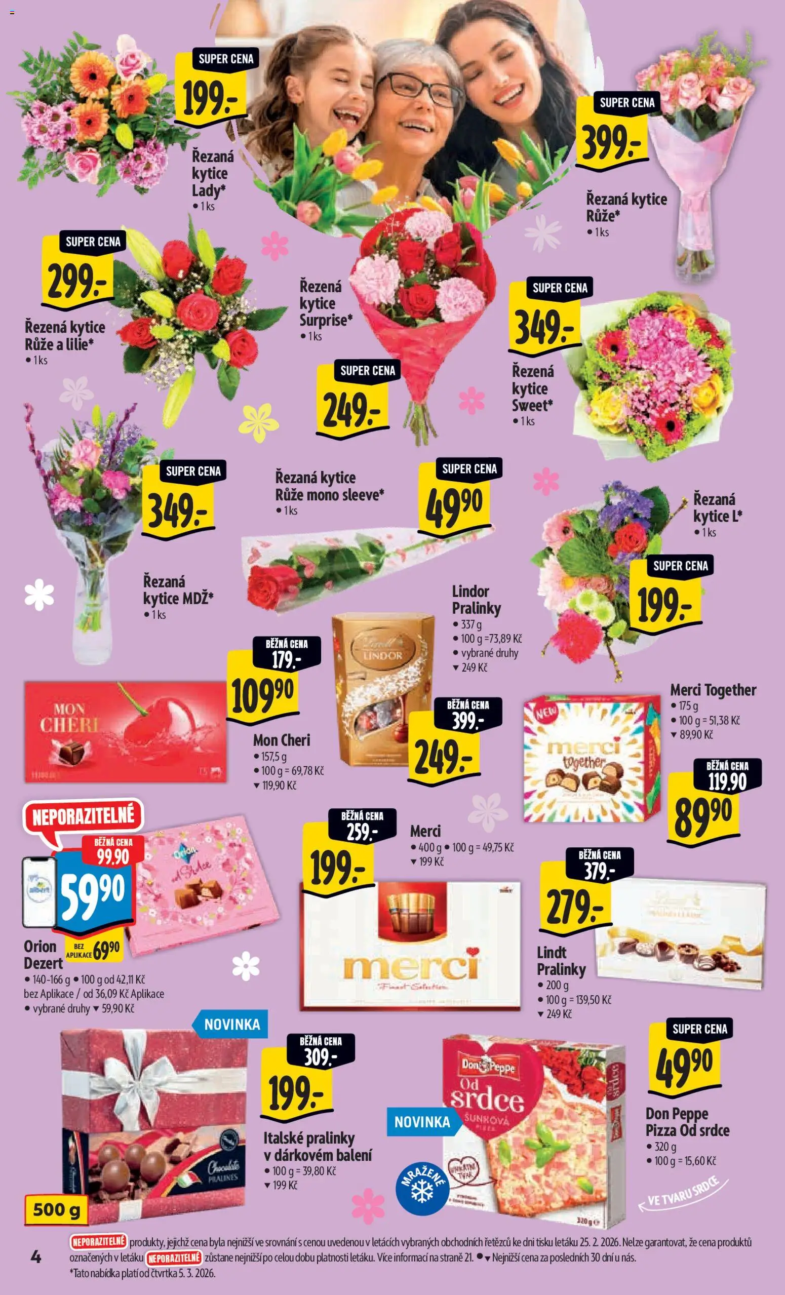 Albert leták - Hypermarket od 04.03.2026 | Strana: 10 | Produkty: Lindor, Lindt, Merci, Kytice