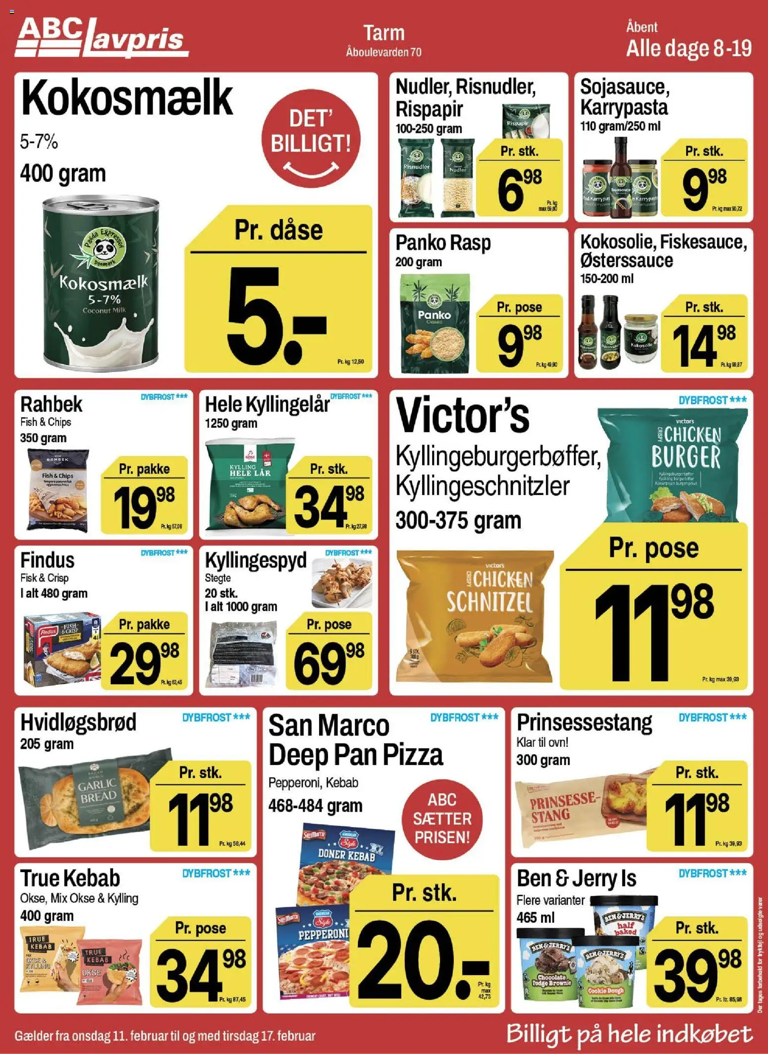 Abc Lavpris tilbudsavis – gyldig fra 11.02.2026 | Side: 7 | Produkter: Pizza, Rasp, Chips, Hvidløgsbrød