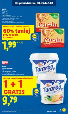 Pogląd oferty "KASIA Margaryna, Margaryna, 250 g" - ważna od 30.03.2026 | Strona: 11 | Produkty: Margaryna kasia, Margaryna, Twaróg