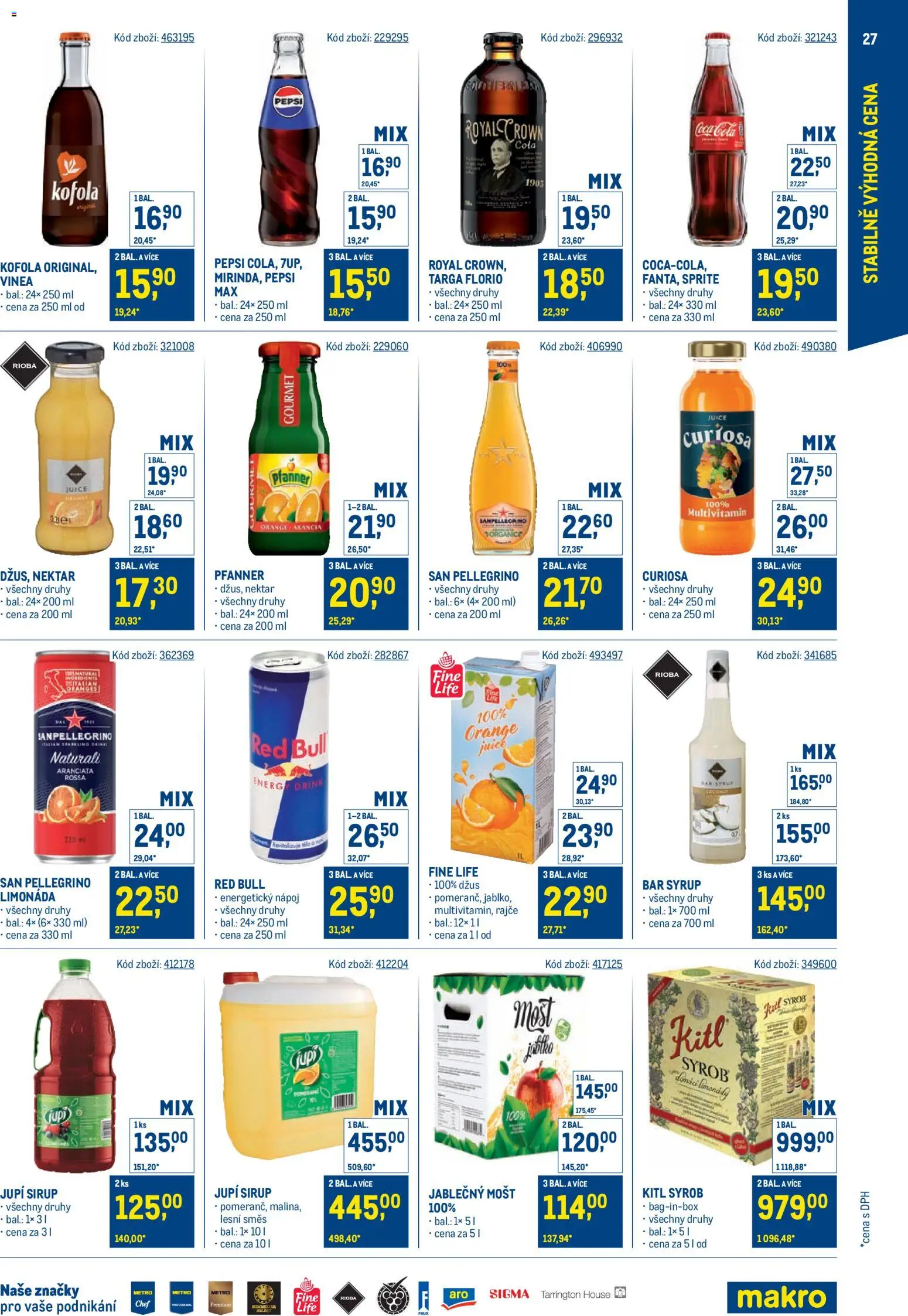 Makro leták - Stabilně výhodná cena od 19.11.2025 | Strana: 27 | Produkty: Coca cola, Jupí, Red Bull, Cola