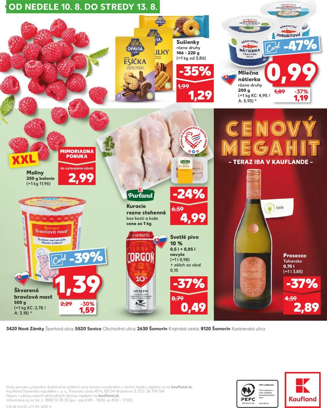 Kaufland Nové Zámky │ platný od 07.08.2025 | Strana: 78 | Produkty: Pivo, Prosecco, Kuracie rezne, Corgoň