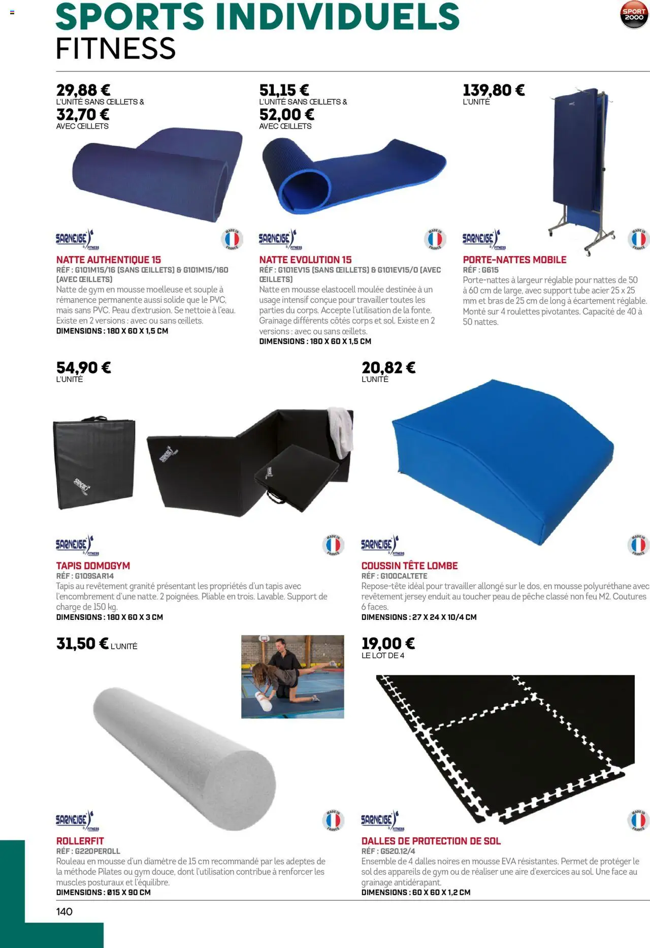 {H1} | Page: 140 | Produits: Pêche, Mousse, Rouleau, Tapis