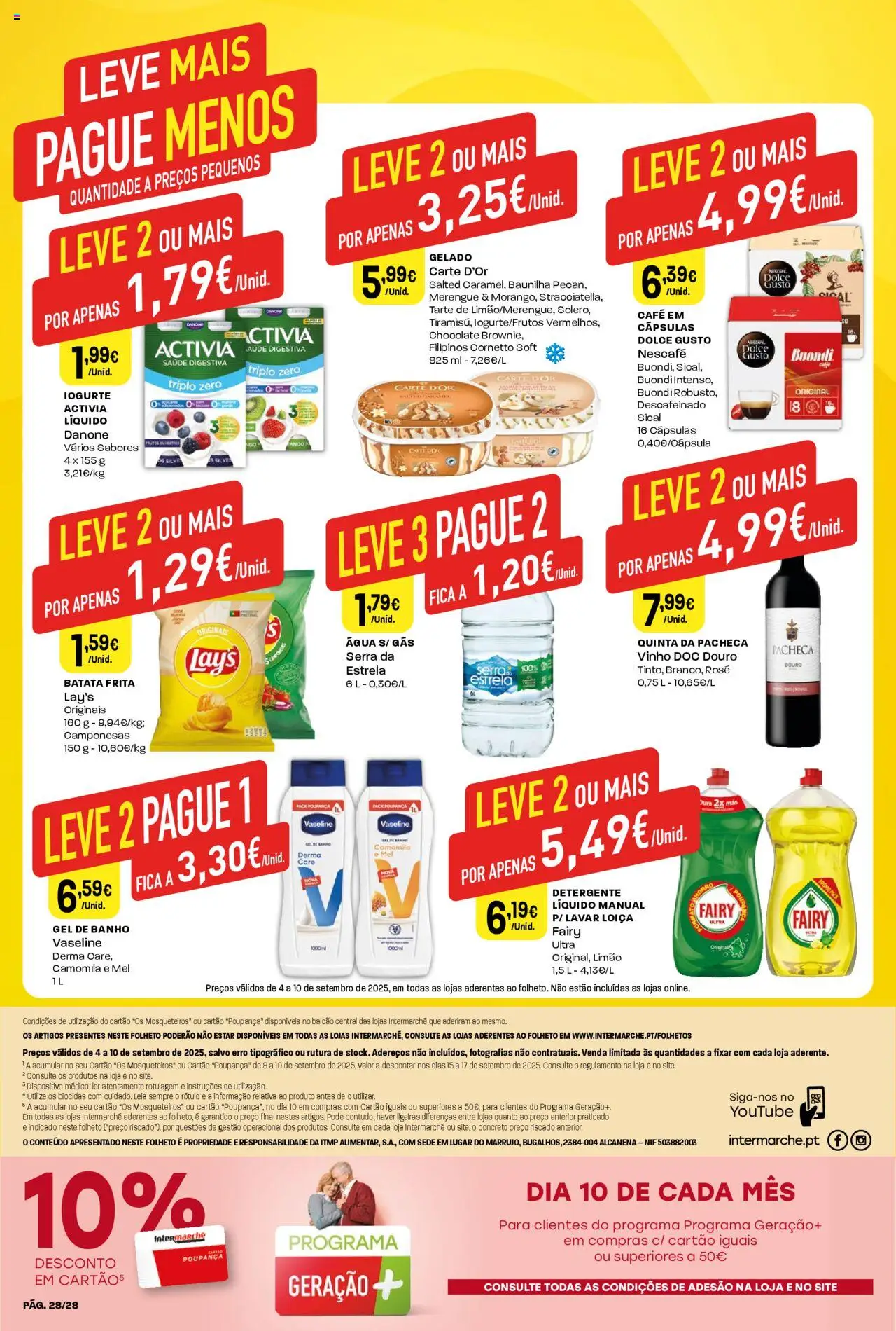 Intermarché folheto │ válido de 04.09.2025 | Página: 28 | Produtos: Filipinos, Gelado, Iogurte, Café
