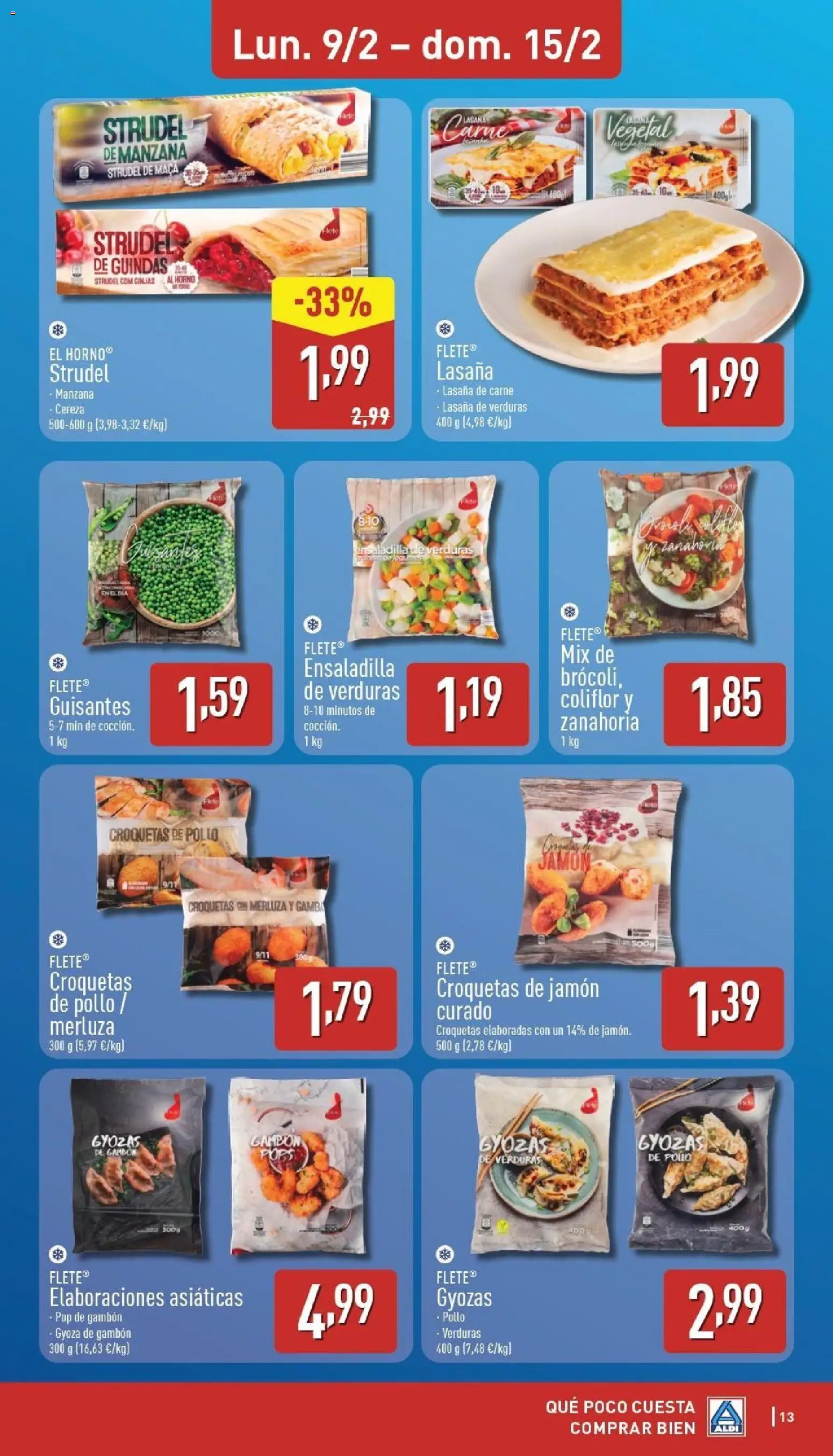 Aldi folleto Baleares │ válido desde el 09.02.2026 | Página: 13 | Productos: Ensaladilla, Jamón, Manzana, Lasaña