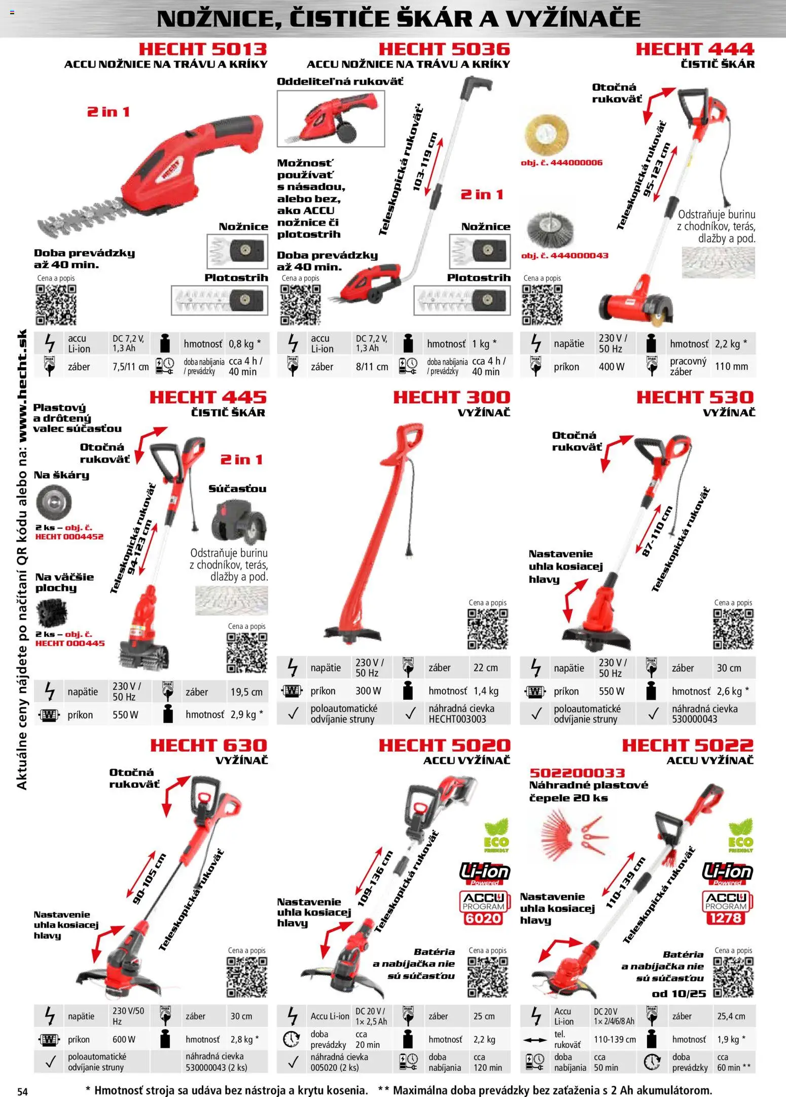 Nové Hecht akcie – leták je platný od 30.10.2025 | Strana: 54 | Produkty: Vyžínače, Nabíjačka, Batéria