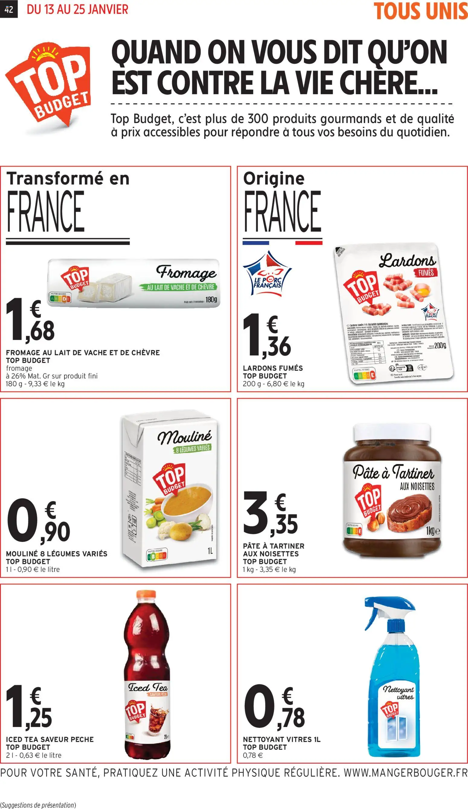 {H1} | Page: 42 | Produits: Pêche, Noisettes, Pâte à tartiner, Fromage