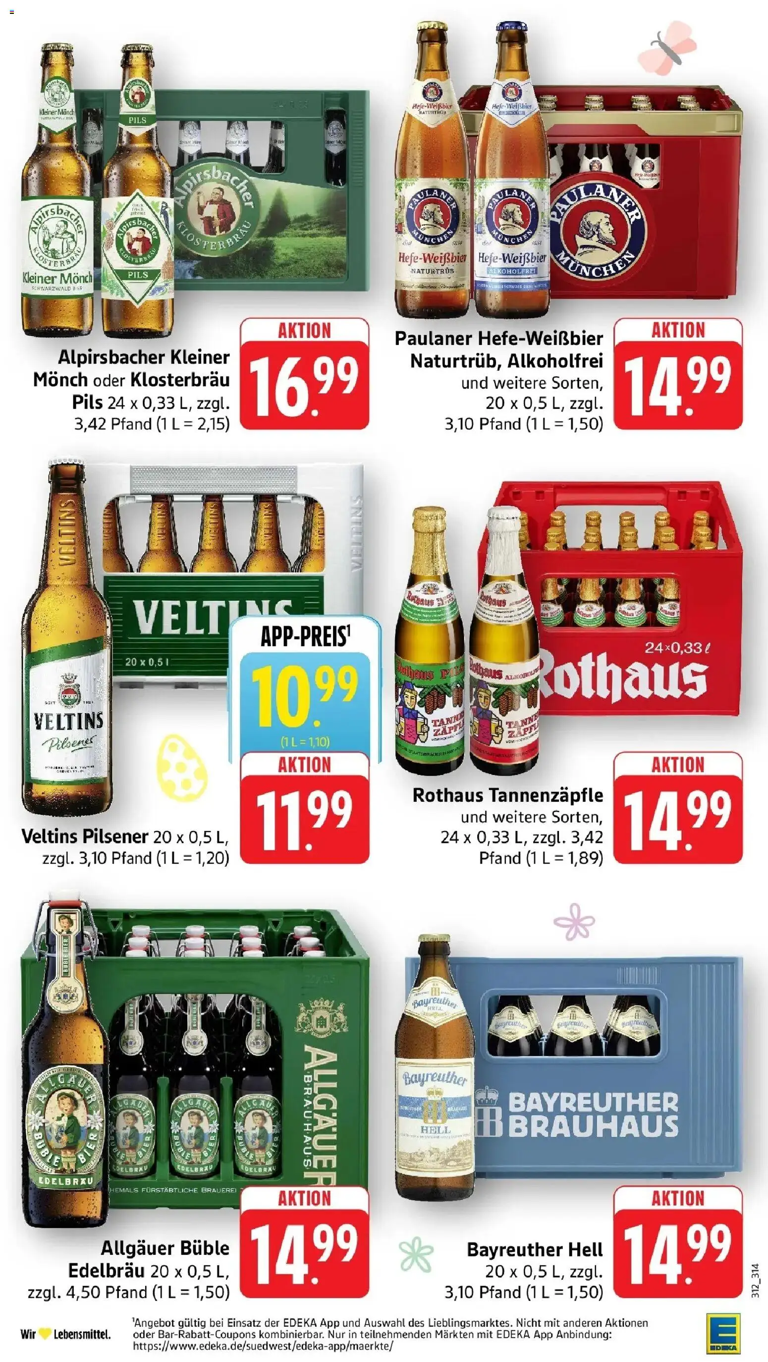 Edeka prospekt Ottersweier	 – gültig ab 22.03.2026 | Seite: 35 | Produkte: Bayreuther hell, Weißbier, Pils, Paulaner