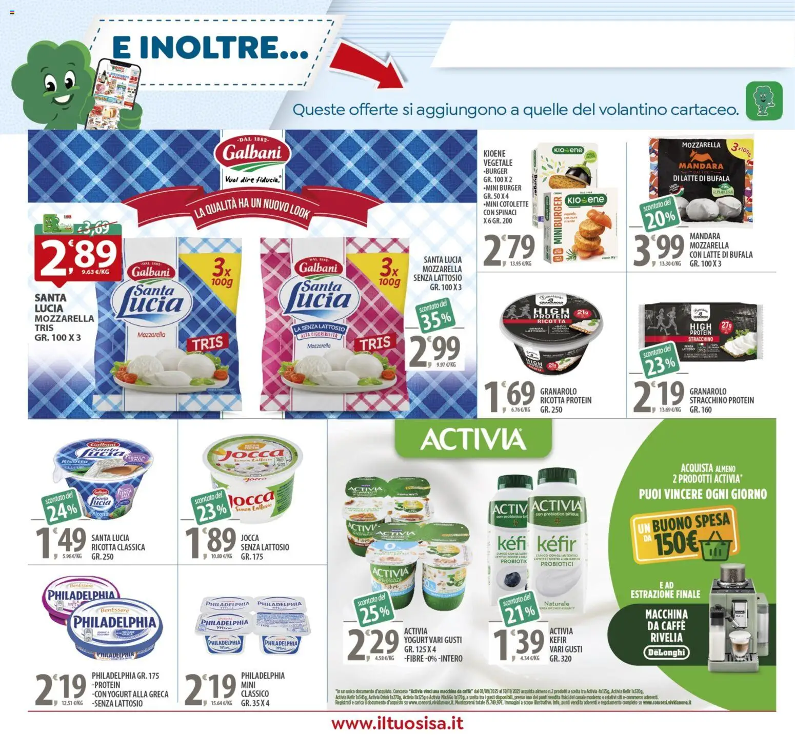 Volantino SISA del 14.11.2025 | Pagina: 20 | Prodotti: Macchina da caffe, Mozzarella, Latte, Ricotta