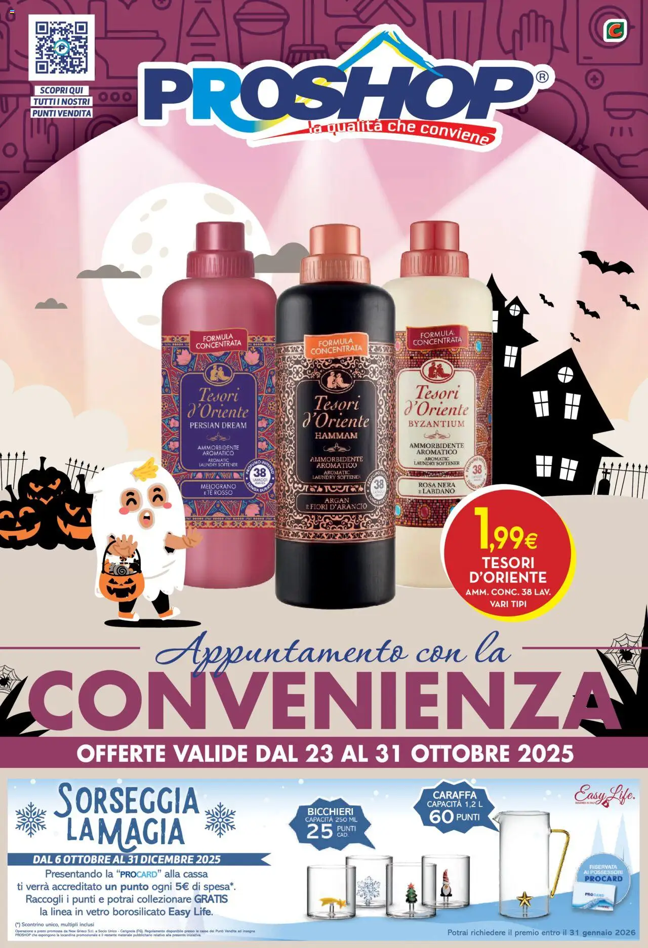Volantino Proshop del 23.10.2025 | Pagina: 1 | Prodotti: Caraffa, Ammorbidente, Tè