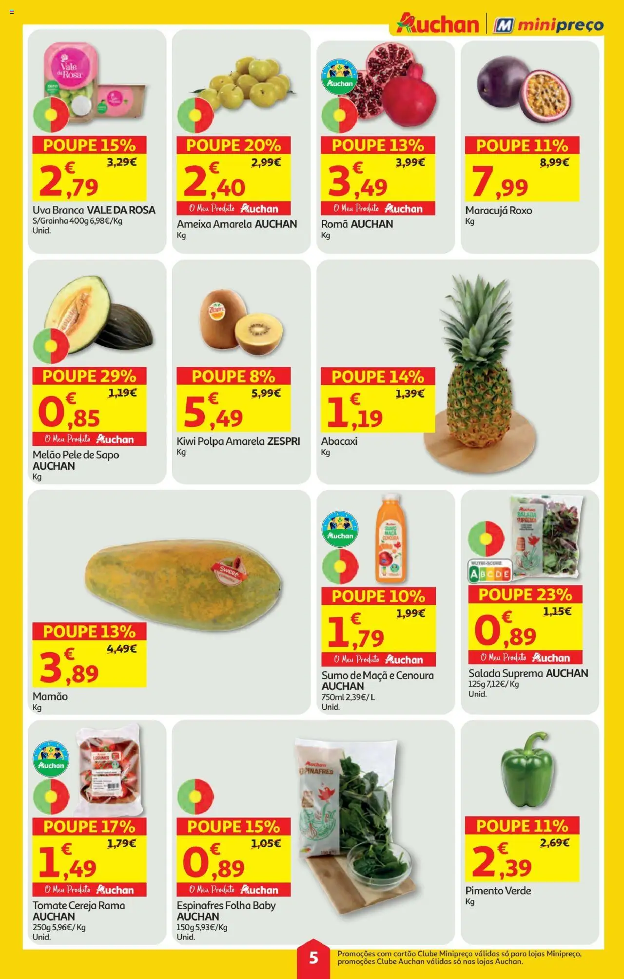 Minipreço folheto │ válido de 04.09.2025 | Página: 5 | Produtos: Cereja, Maça, Melão, Salada