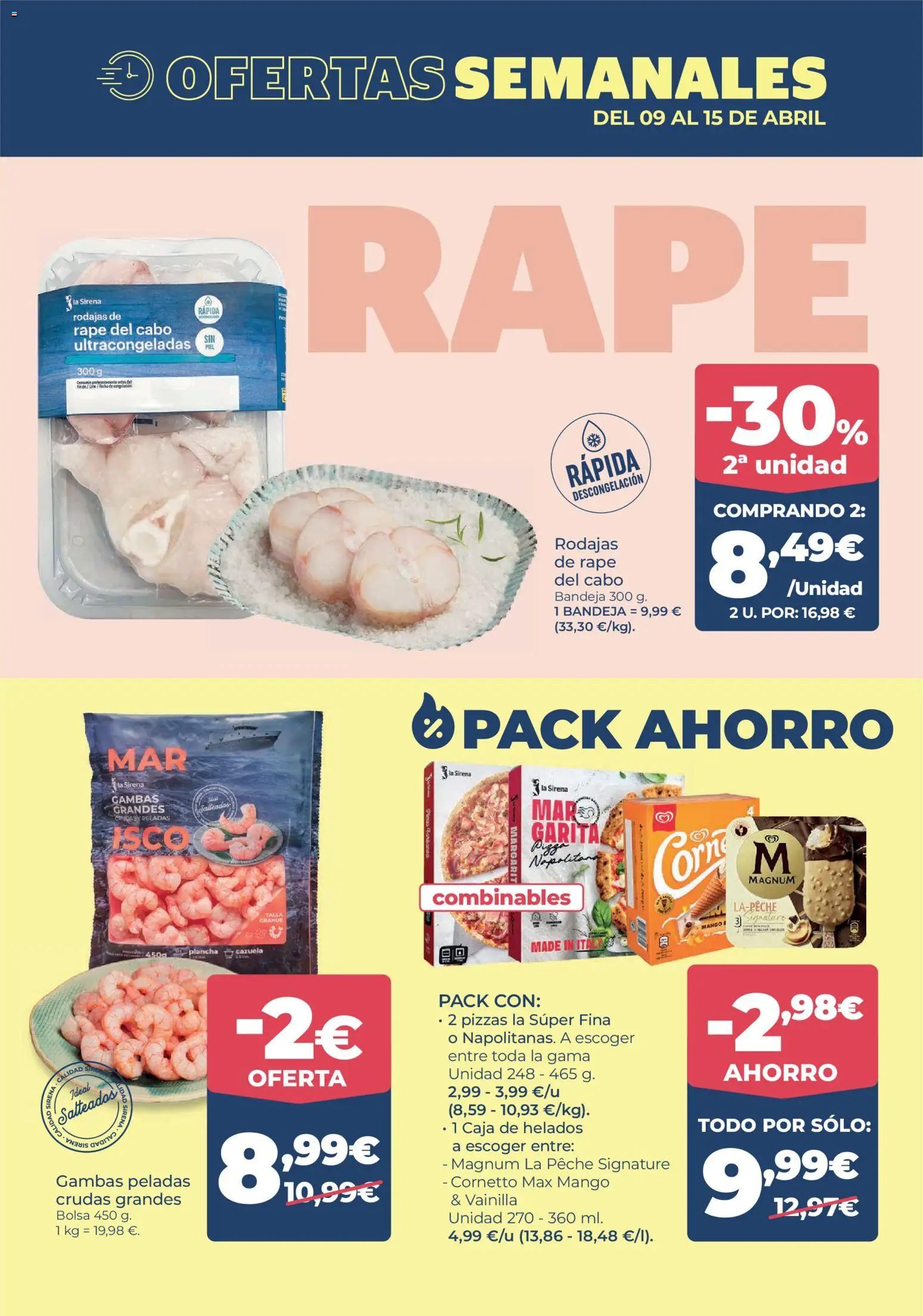 La Sirena folleto │ válido desde el 09.04.2026 | Página: 2 | Productos: Pizza, Bolsa, Ρούτερ, Bandeja