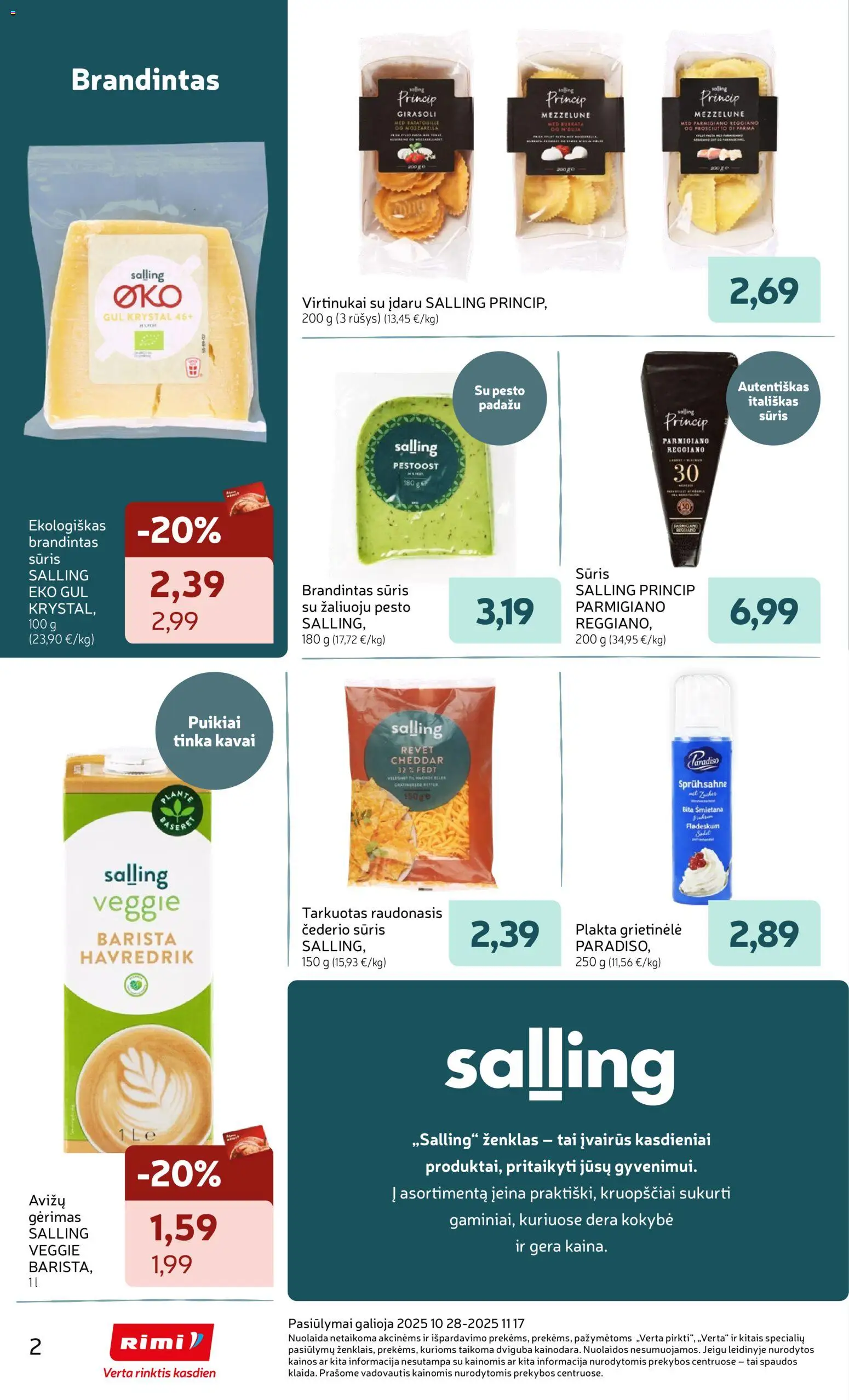 Rimi akcijos nuo 28.10.2025 | Puslapis: 2 | Prekių: Grietinėlė, Sūris