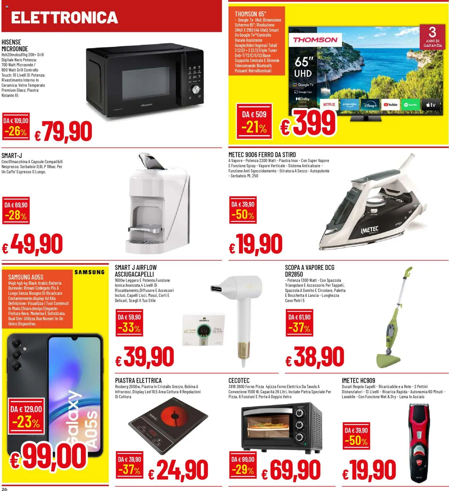 Volantino Galassia del 13.11.2025 | Pagina: 26 | Prodotti: Schermo, Telecomando, Asciugacapelli, Samsung