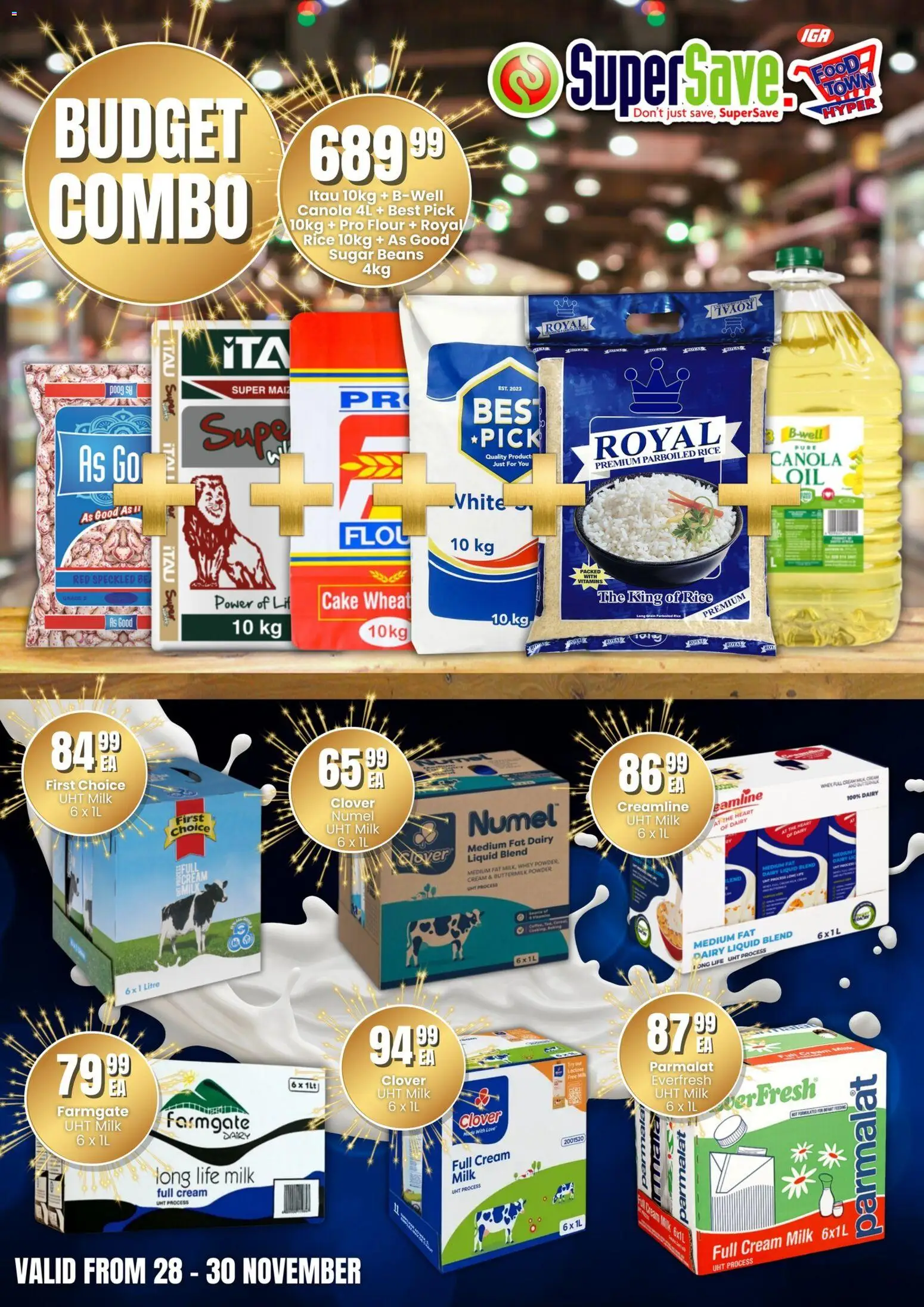 New Super Save catalogue – valid from 28.11.2025 | Page: 4 | Products: Cake, Beans, Powder, Rice
