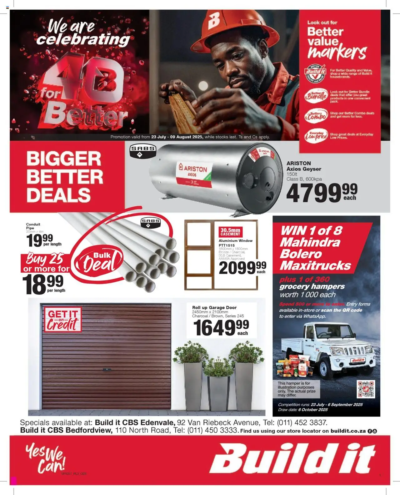 Build It - Gauteng - Weekly Specials │ valid from 23.07.2025 | Page: 1 | Products: Geyser, Pipe