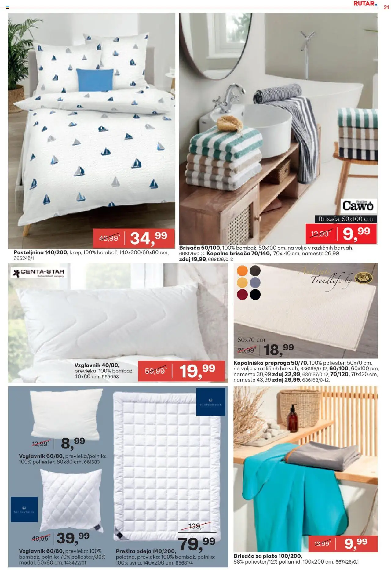 Rutar katalog │ velja od 20.08.2025 | Stran: 21 | Izdelki: Brisača, Prešita odeja, Prevleka, Posteljnina