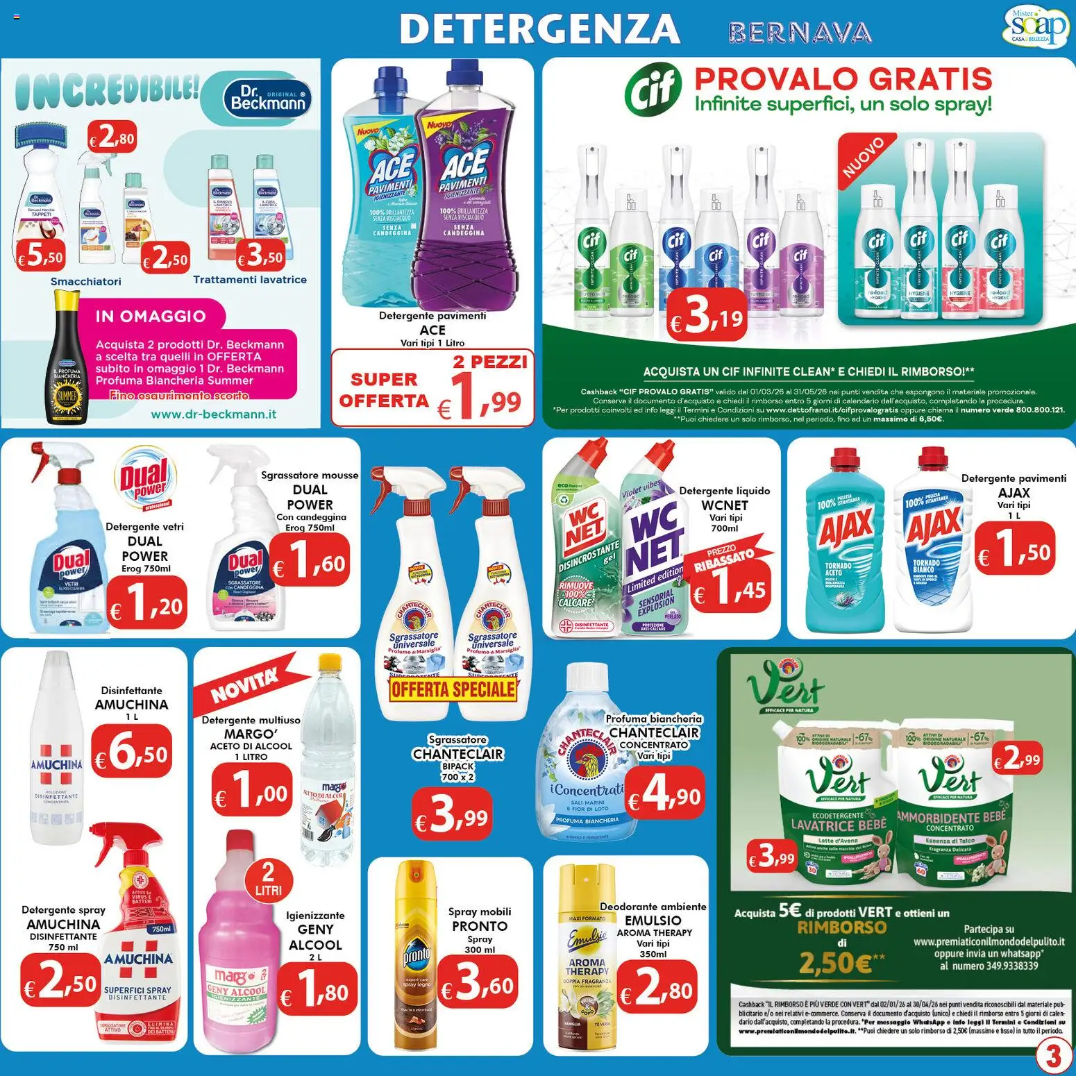 Volantino Bernava del 20.03.2026 | Pagina: 3 | Prodotti: Candeggina, Latte, Lavatrice, Fragranza