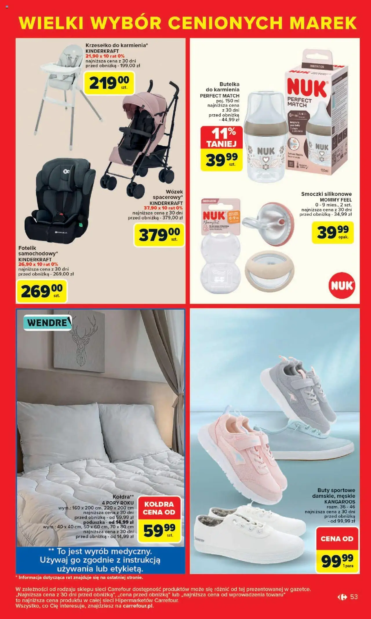 Carrefour Gazetka - Cenione marki, super ceny od 04.08.2025 | Strona: 53 | Produkty: Buty sportowe, Buty, Poduszka, Kołdra