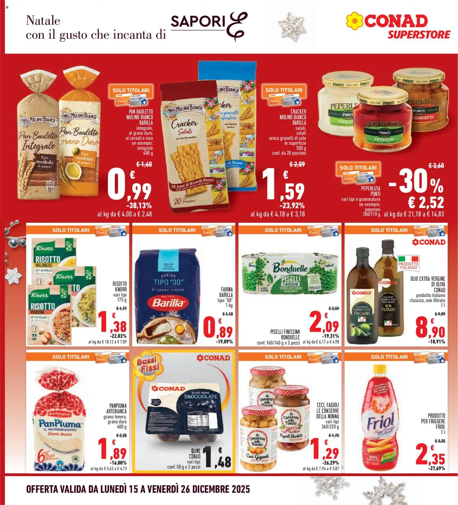 Volantino Conad del 15.12.2025 | Pagina: 20 | Prodotti: Peperoni, Fagioli, Olio, Farina