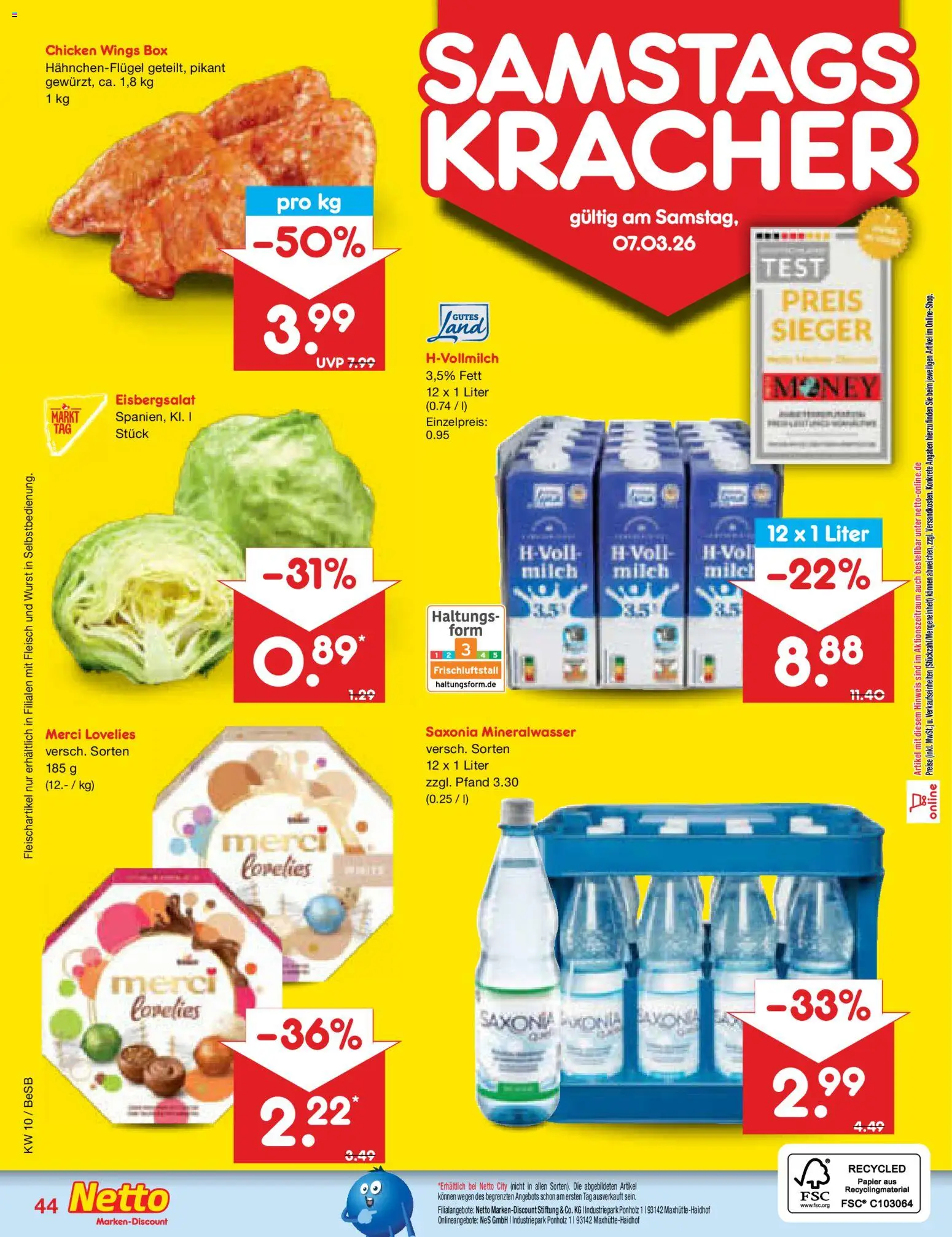 Netto Marken-Discount Prospekt 	 – gültig ab 02.03.2026 | Seite: 54 | Produkte: Milch, Eisbergsalat, Mineralwasser, Fleisch