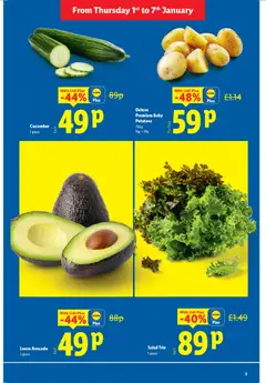 Preview of Lidl - More to value valid from 01.01.2026 | Page: 3 | Products: Accessoires tir à l’Arc, Salad, Potatoes, Cucumber