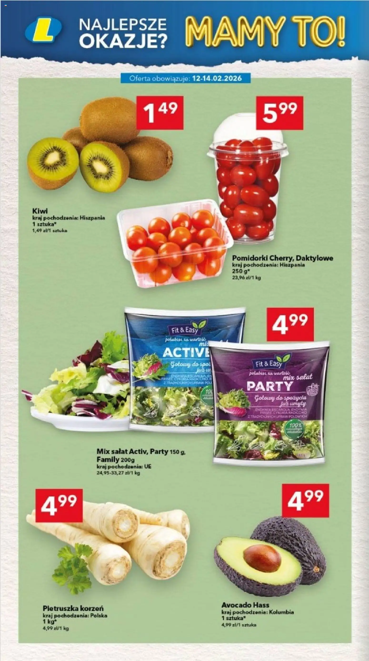 Lewiatan gazetka - Legnica od 12.02.2026 | Strona: 4 | Produkty: Pietruszka, Mix sałat, Kiwi